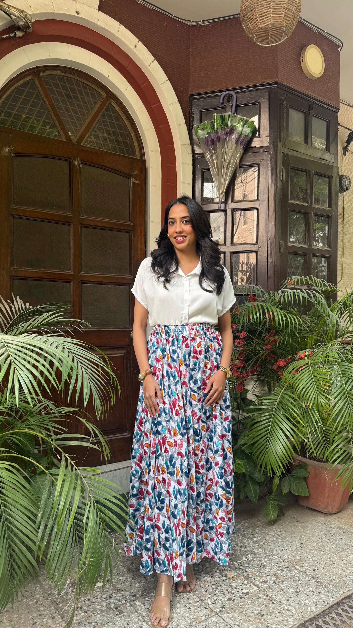 Gardenia Leaf Printed Palazzo (Free Size)