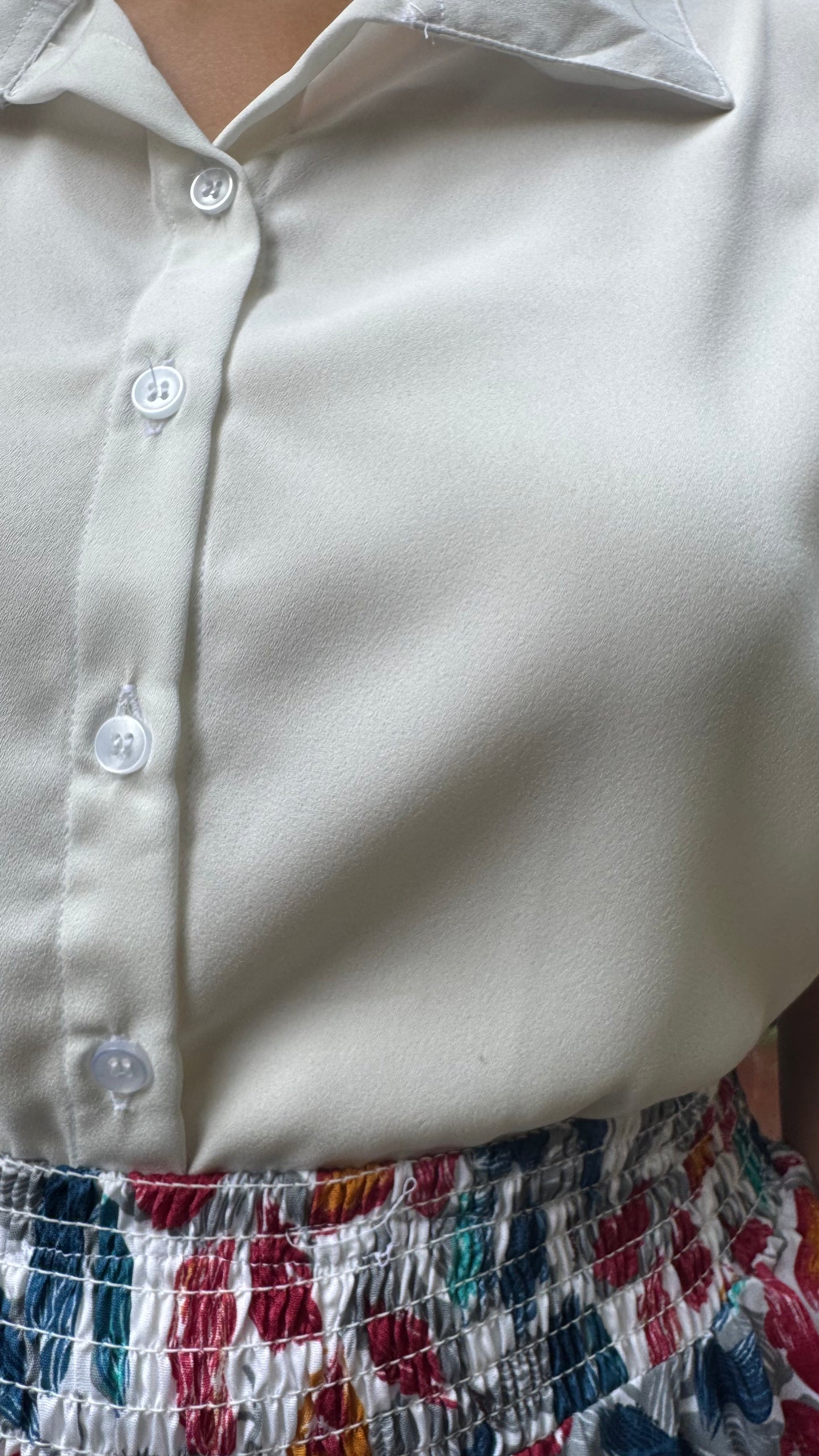 Collared Georgette Top - White