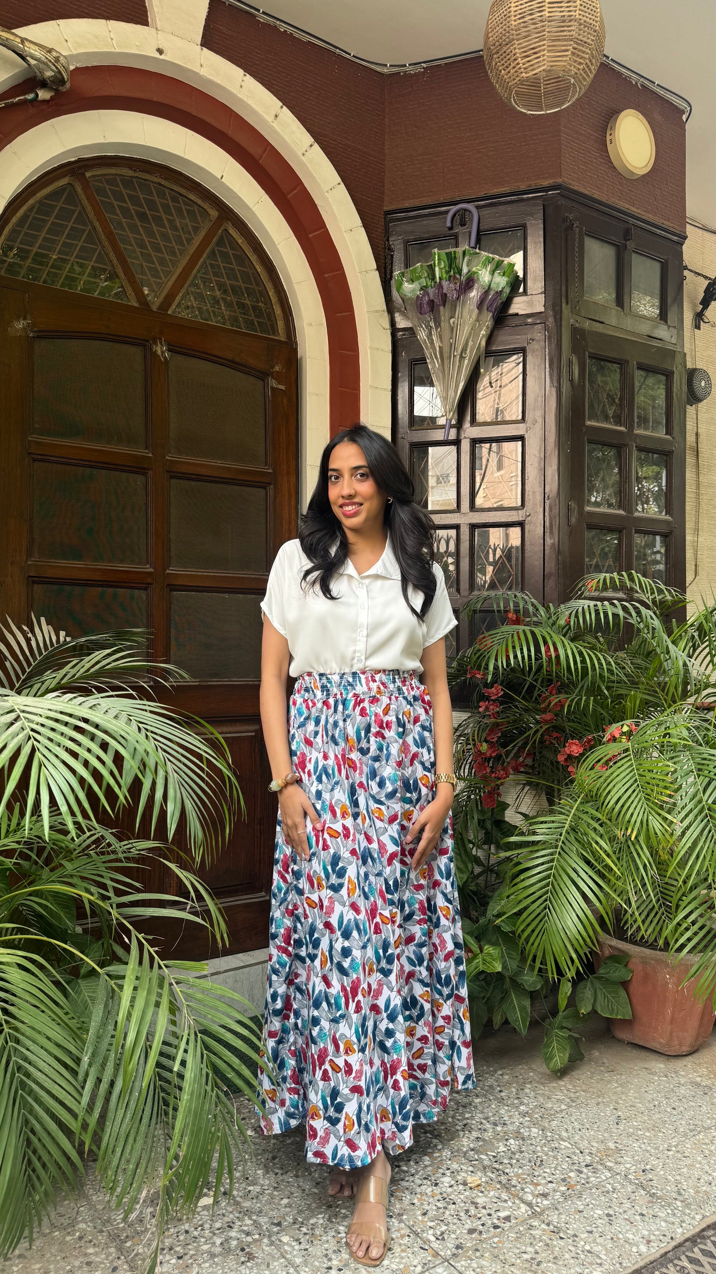 Gardenia Leaf Printed Palazzo (Free Size)