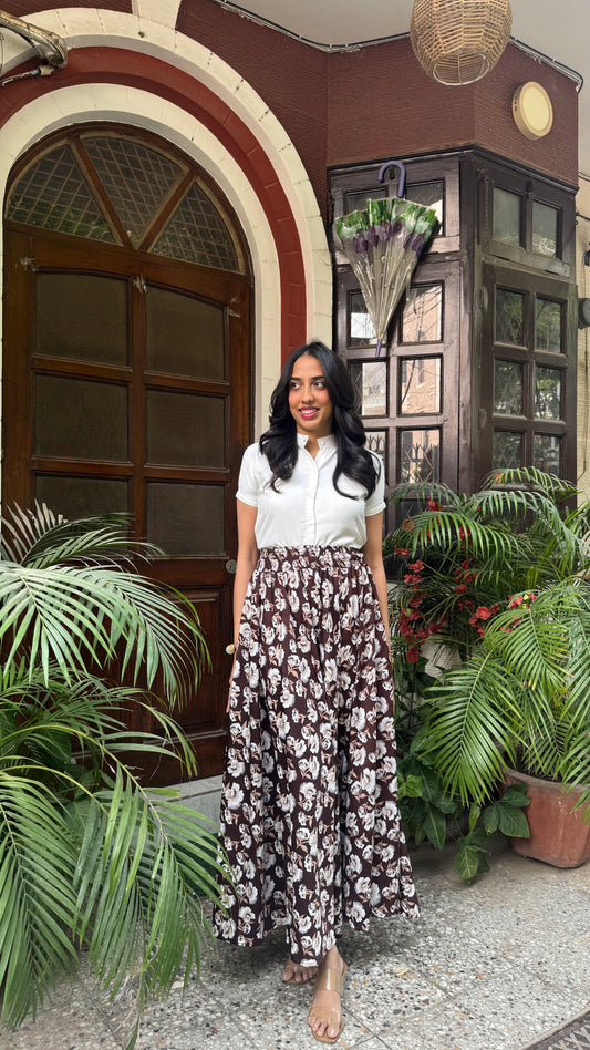 Cocoa Petals Printed Palazzo (Free Size)