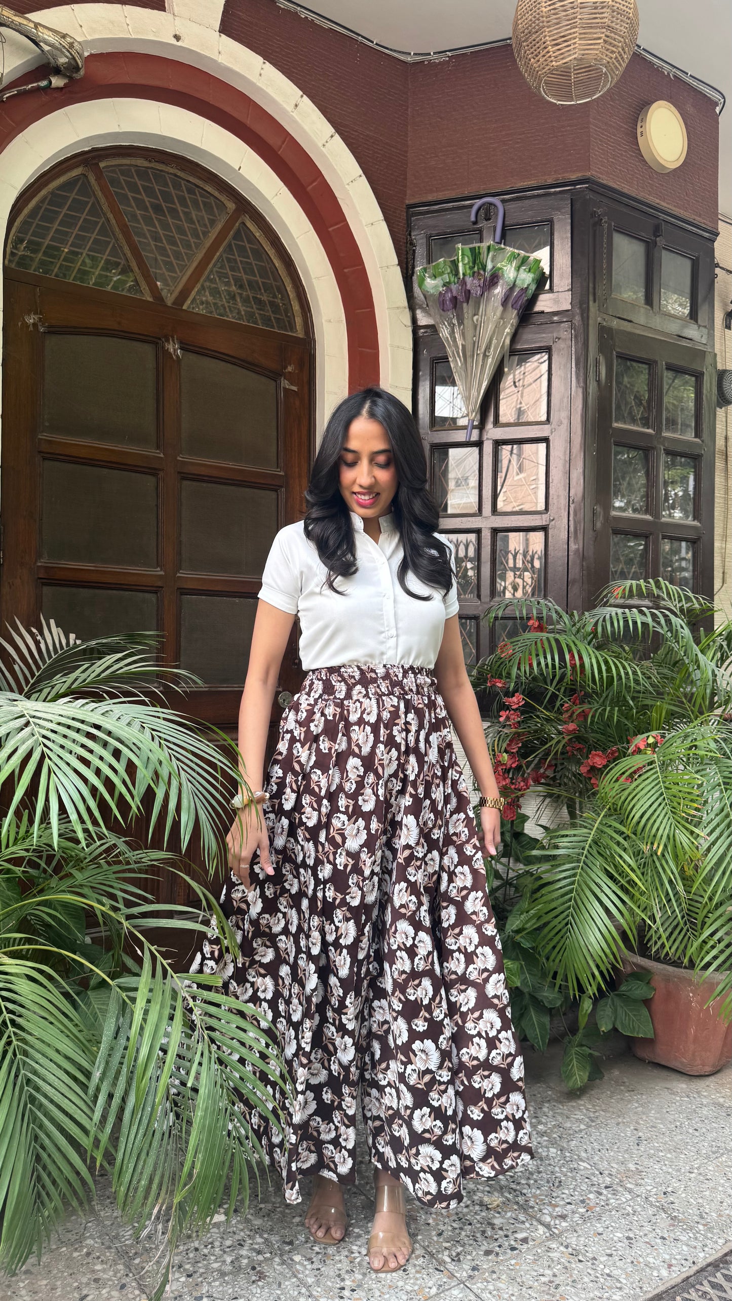 Cocoa Petals Printed Palazzo (Free Size)