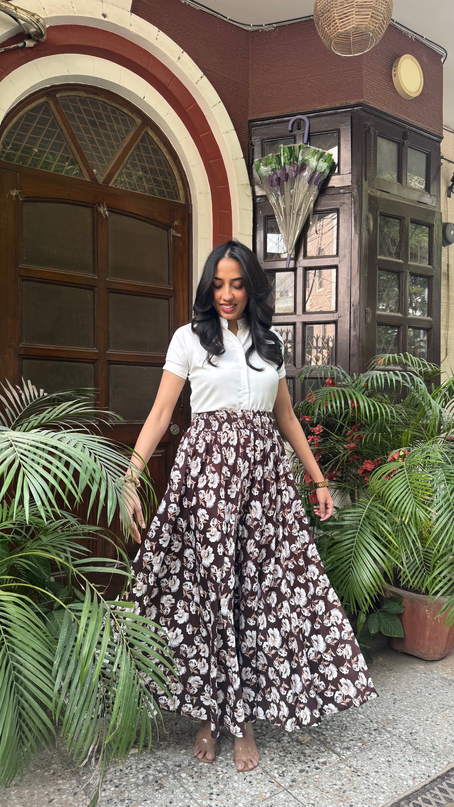 Cocoa Petals Printed Palazzo (Free Size)