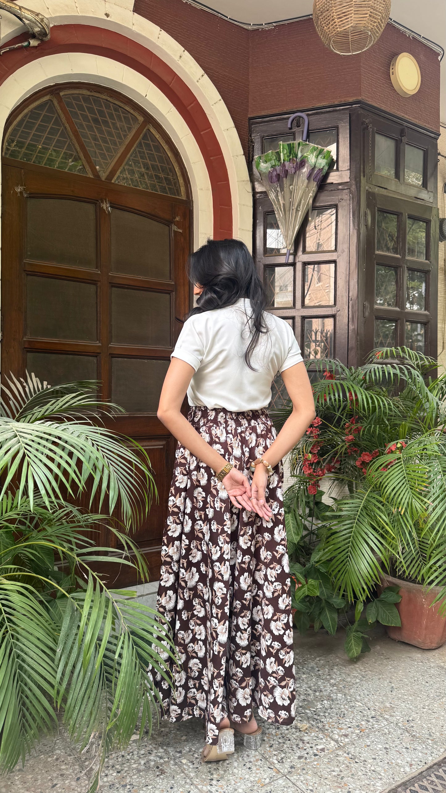 Cocoa Petals Printed Palazzo (Free Size)