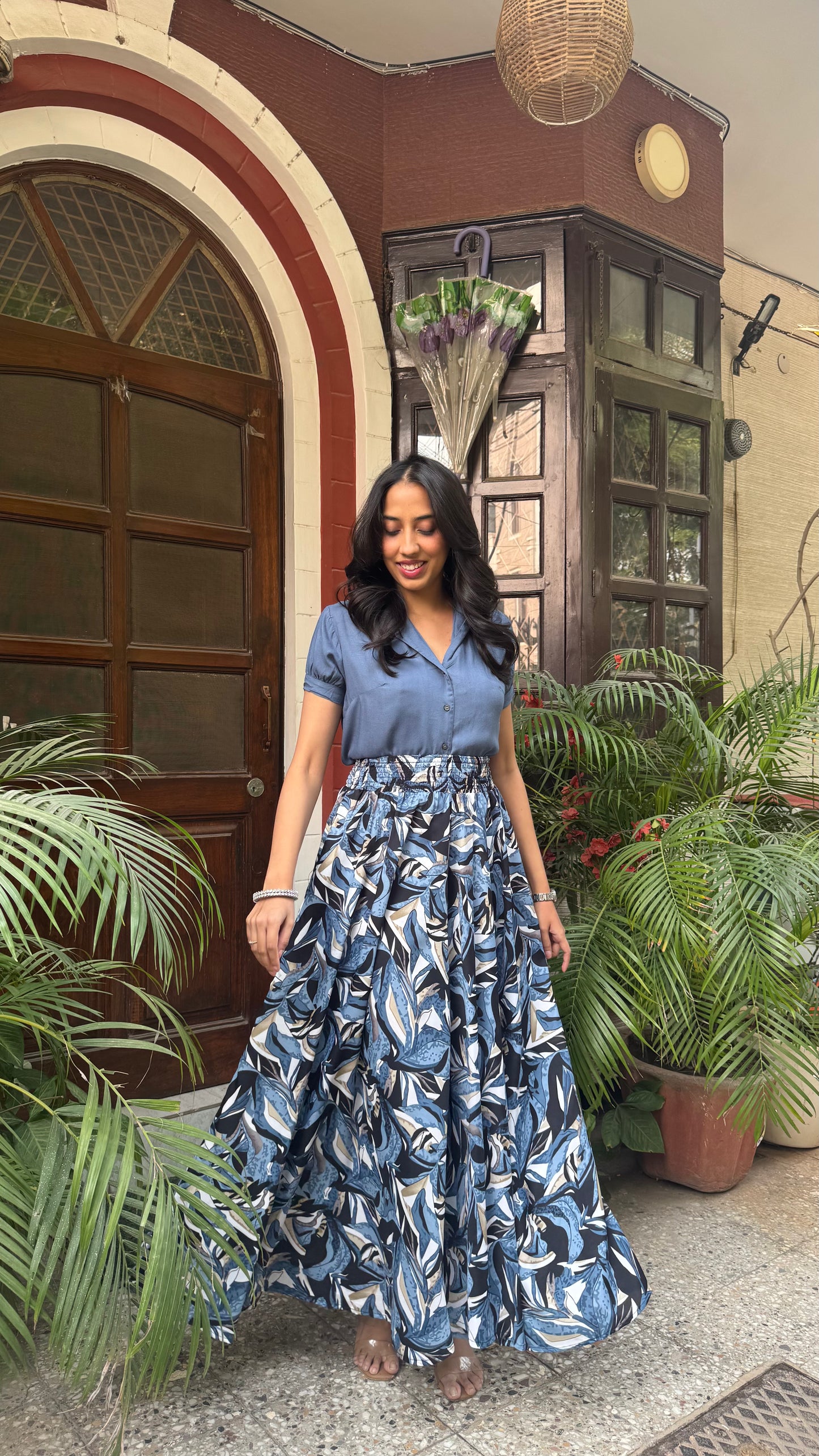 Blue Mirage Printed Palazzo (Free Size)