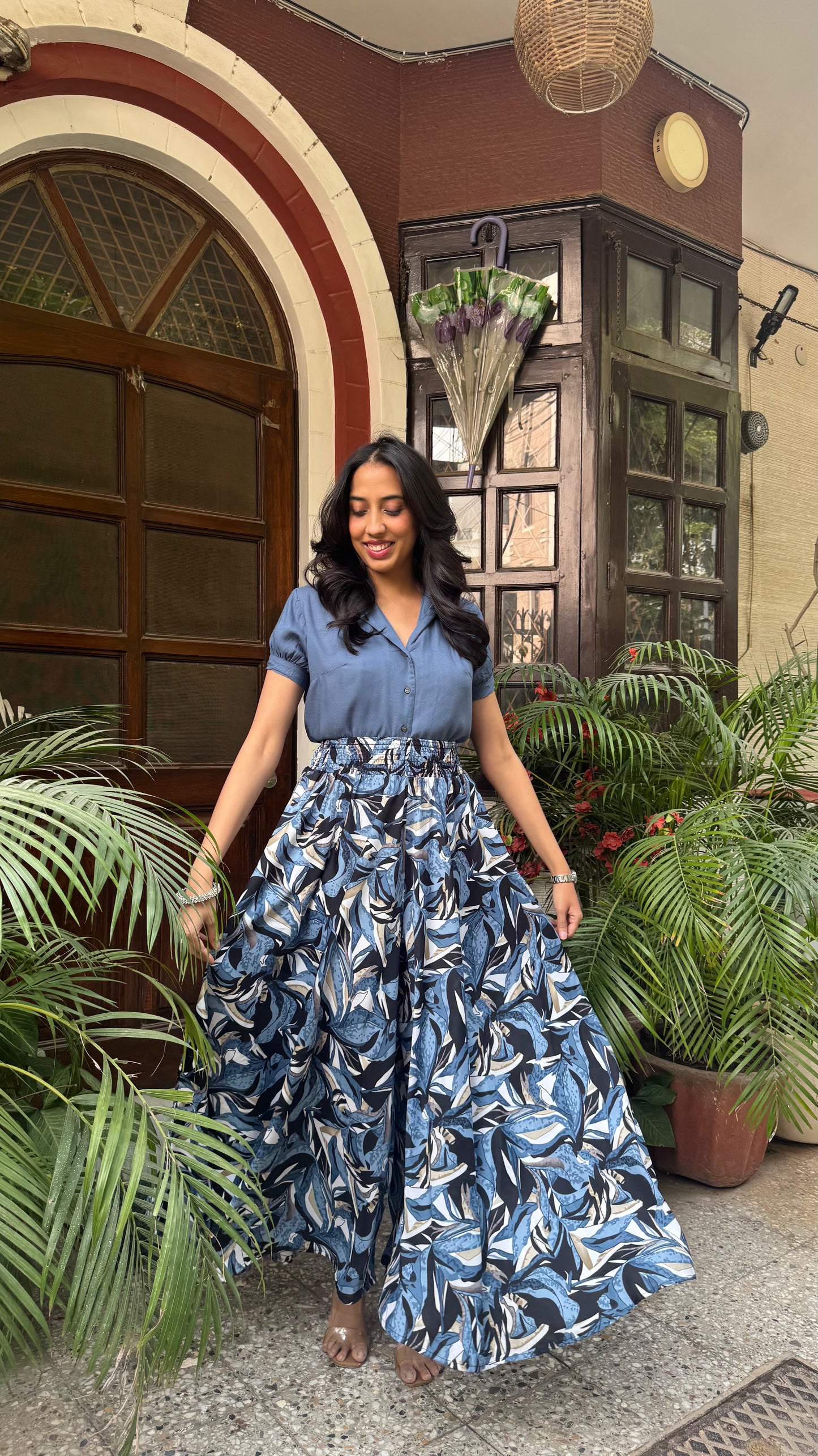 Blue Mirage Printed Palazzo (Free Size)