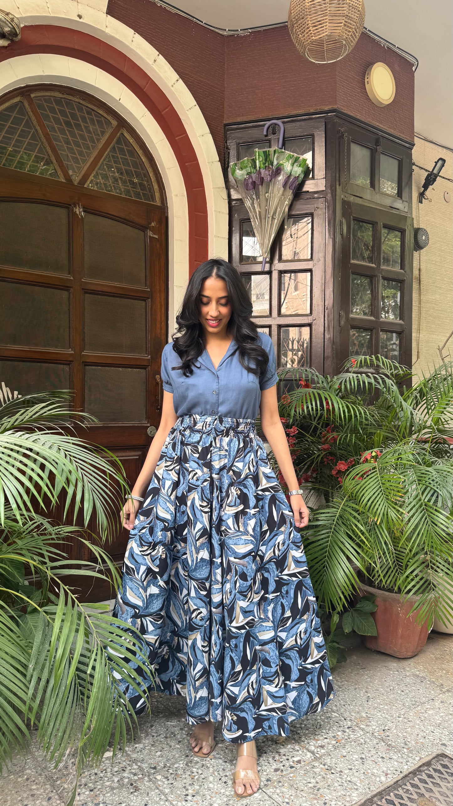 Blue Mirage Printed Palazzo (Free Size)