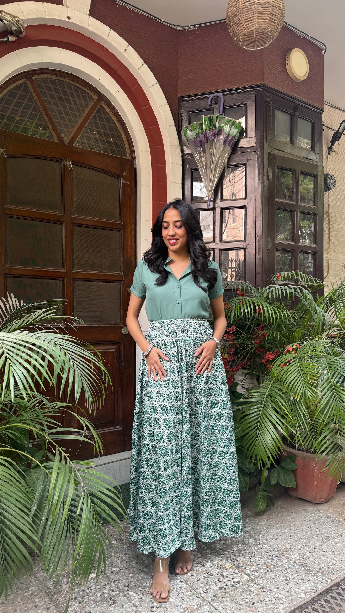 Emerald Meadow Printed Palazzo (Free Size)