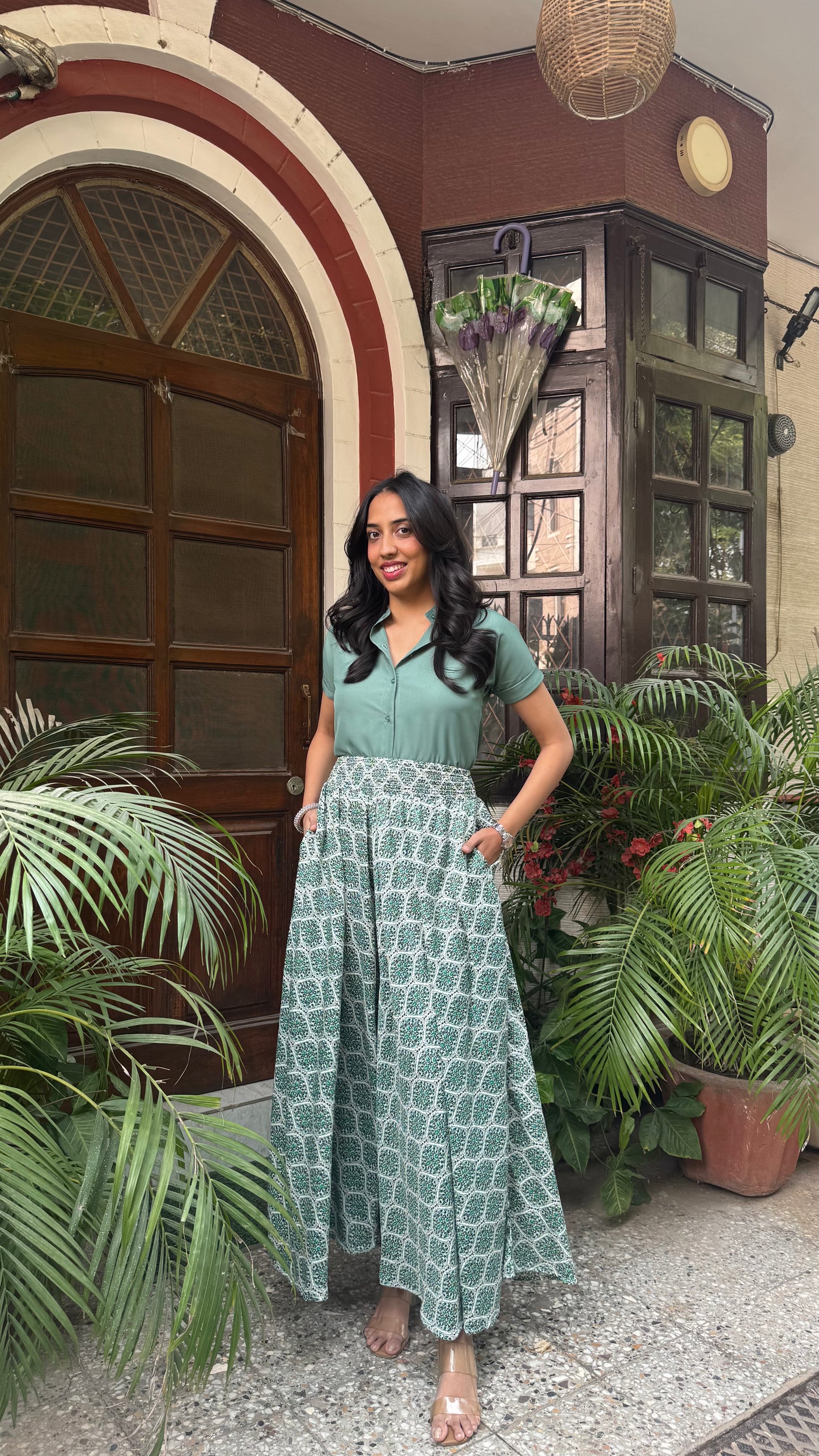 Emerald Meadow Printed Palazzo (Free Size)