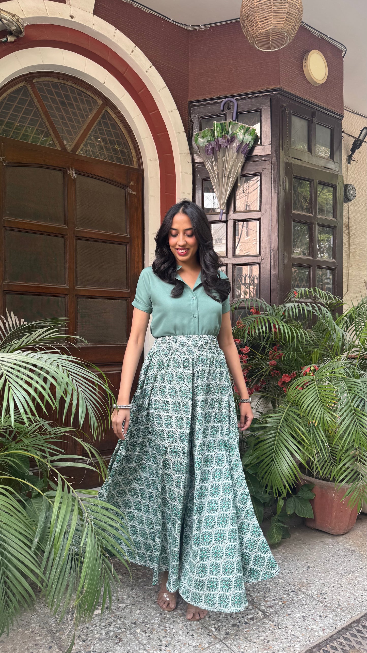 Emerald Meadow Printed Palazzo (Free Size)