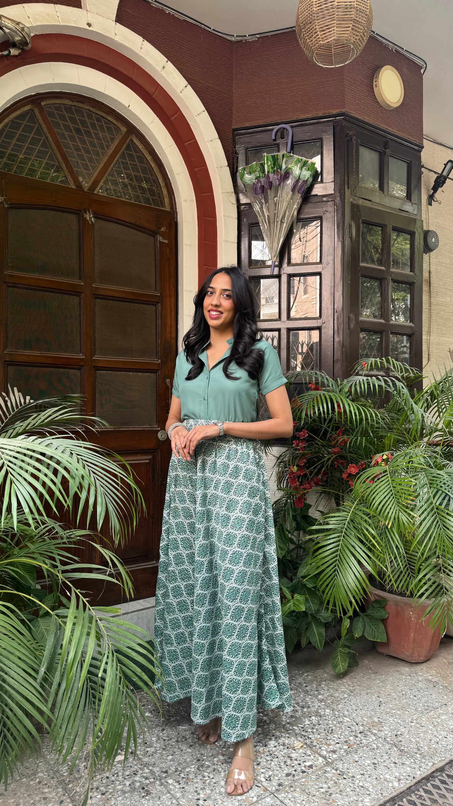 Emerald Meadow Printed Palazzo (Free Size)