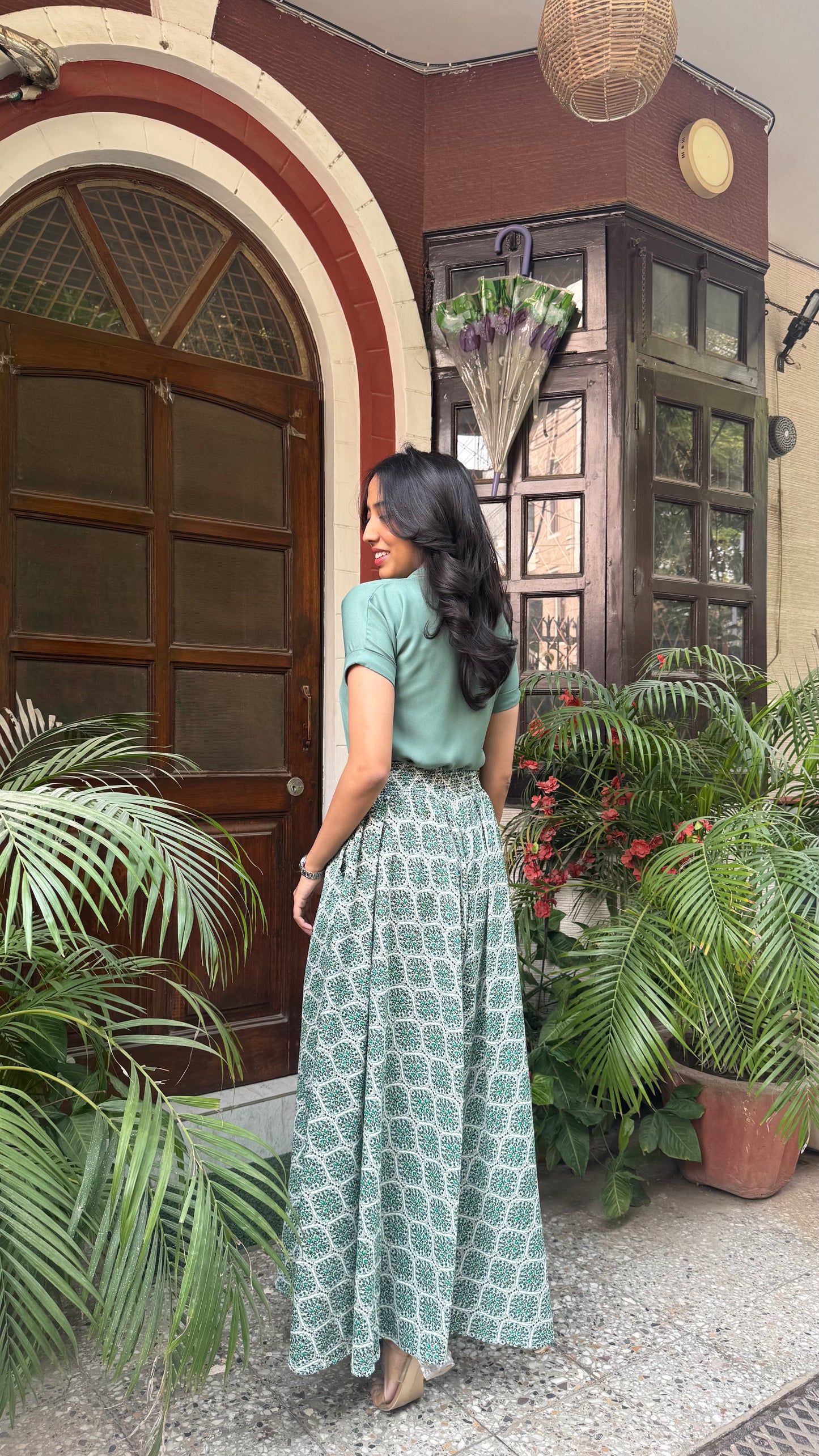 Emerald Meadow Printed Palazzo (Free Size)