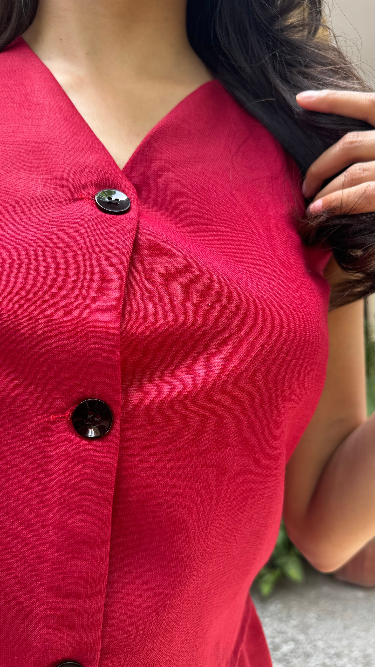 Cotton Waistcoat Set - Maroon