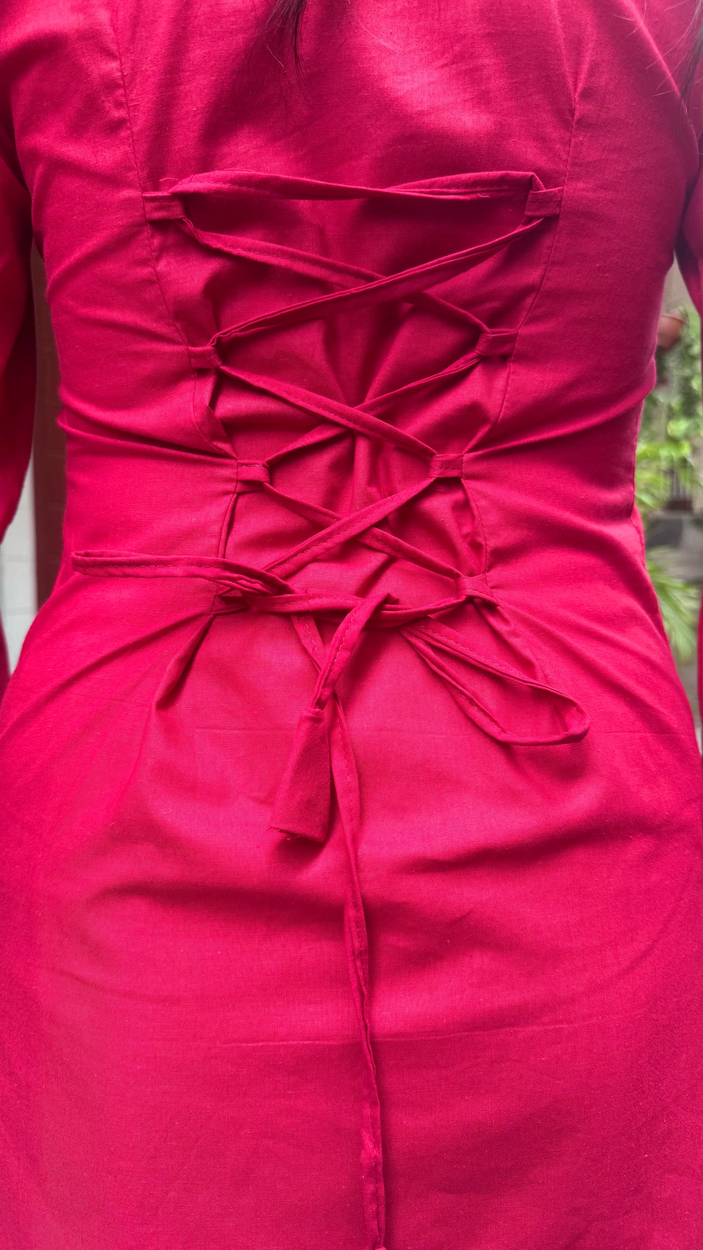 Mulberry Scalloped Corset Kurti - Red Maroon
