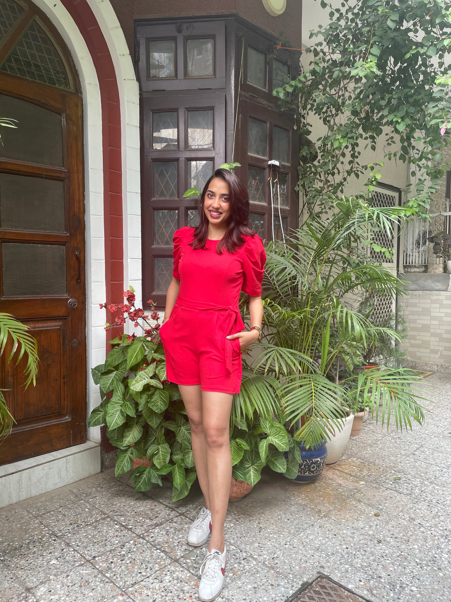 Red Playsuit with Pockets