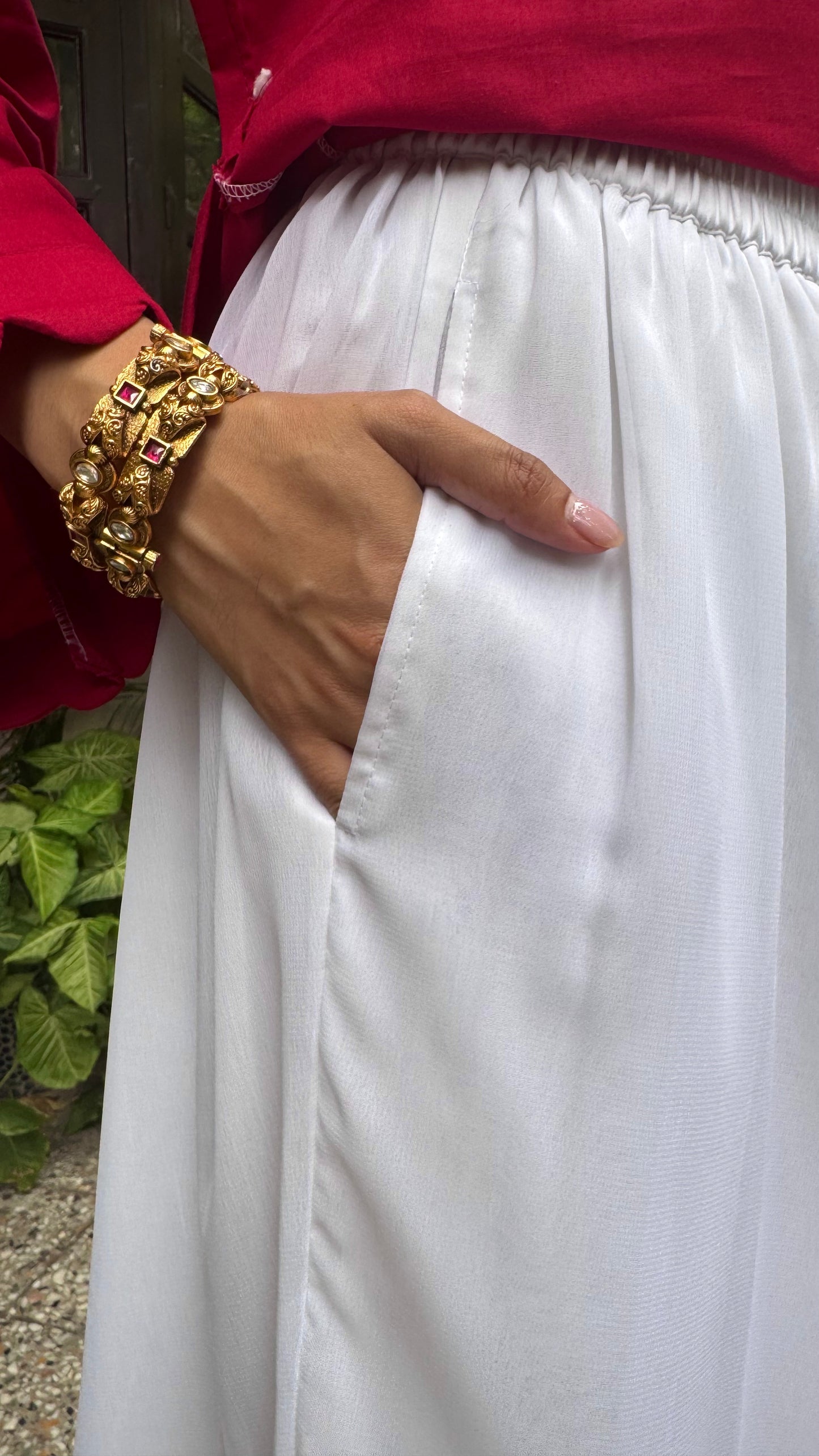 Royal Pearl Flared Sharara - White (Premium Collection)