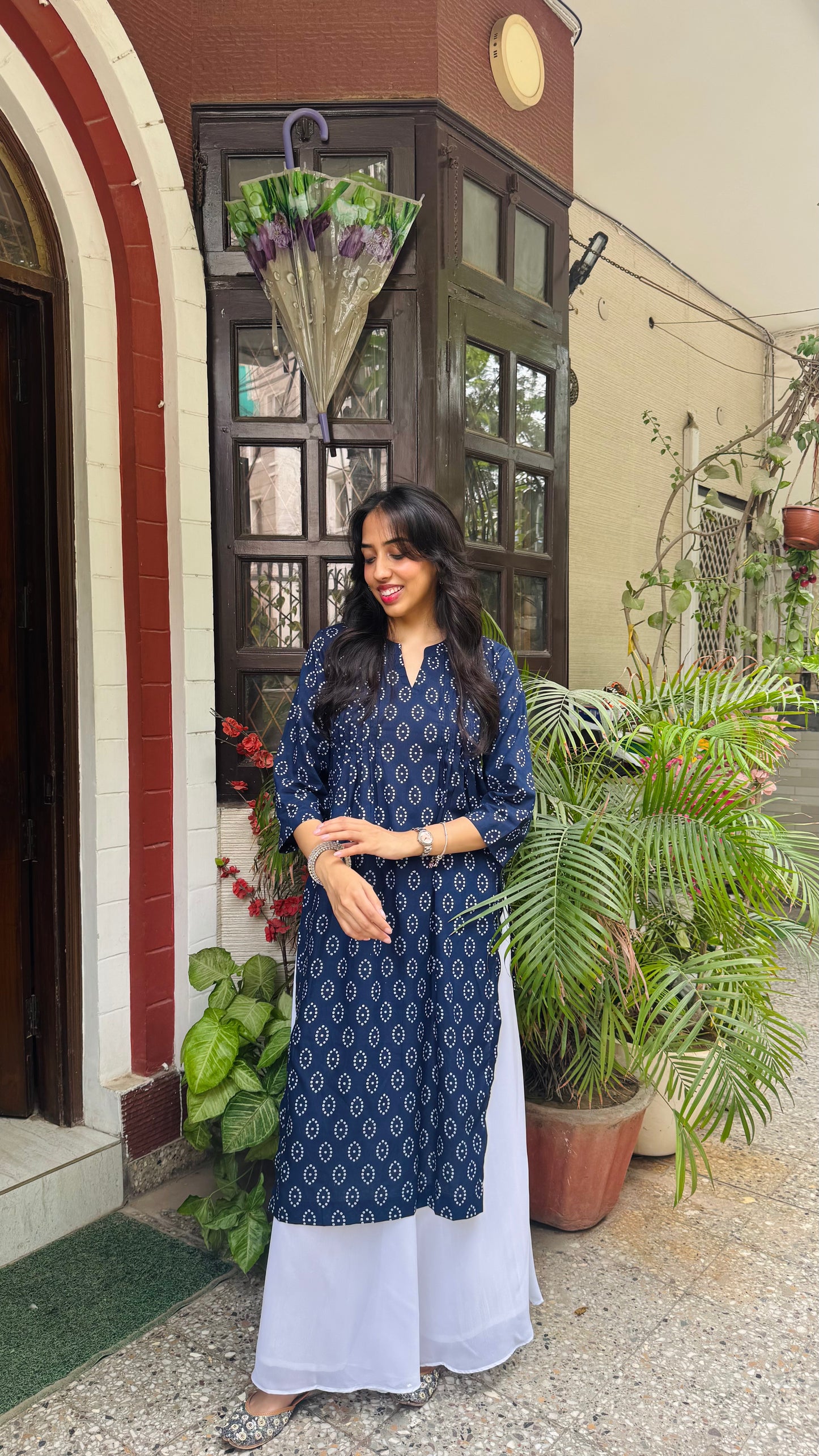 Gulnaar Panelled Cotton Kurta - Blue (Premium Collection)