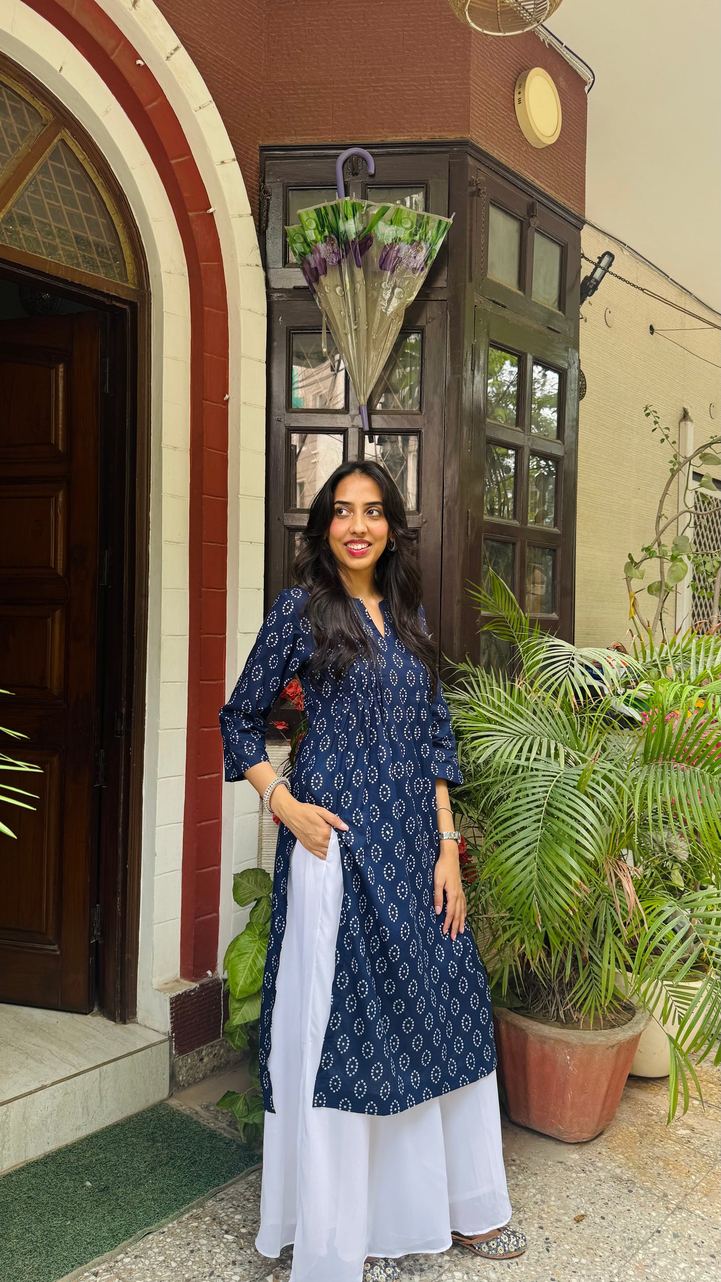 Gulnaar Panelled Cotton Kurta - Blue (Premium Collection)