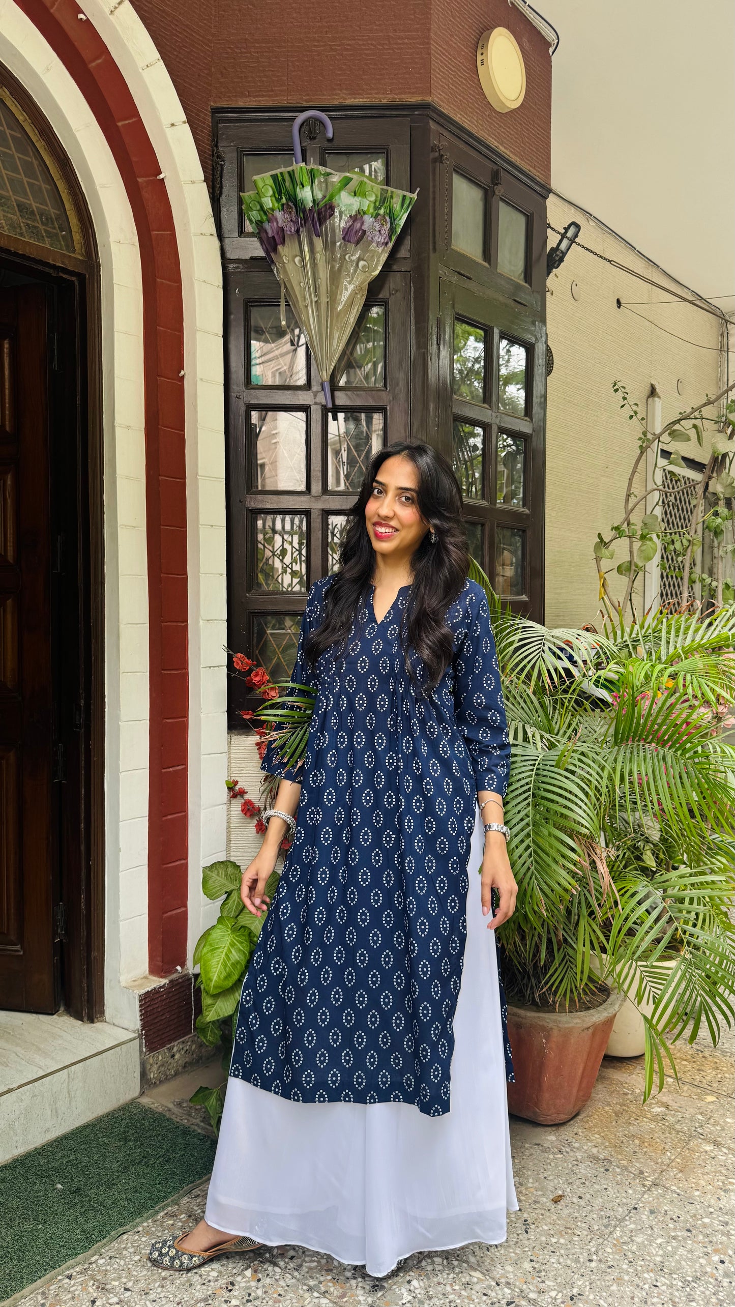 Gulnaar Panelled Cotton Kurta - Blue (Premium Collection)