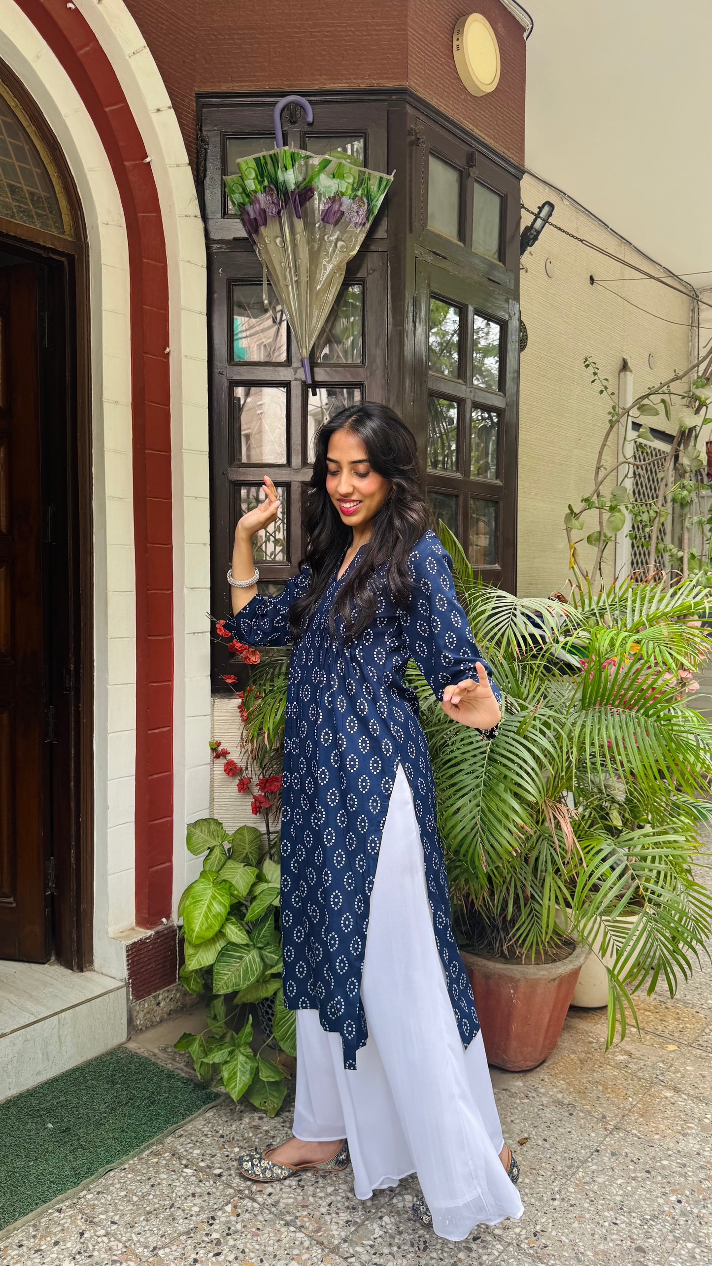 Gulnaar Panelled Cotton Kurta - Blue (Premium Collection)