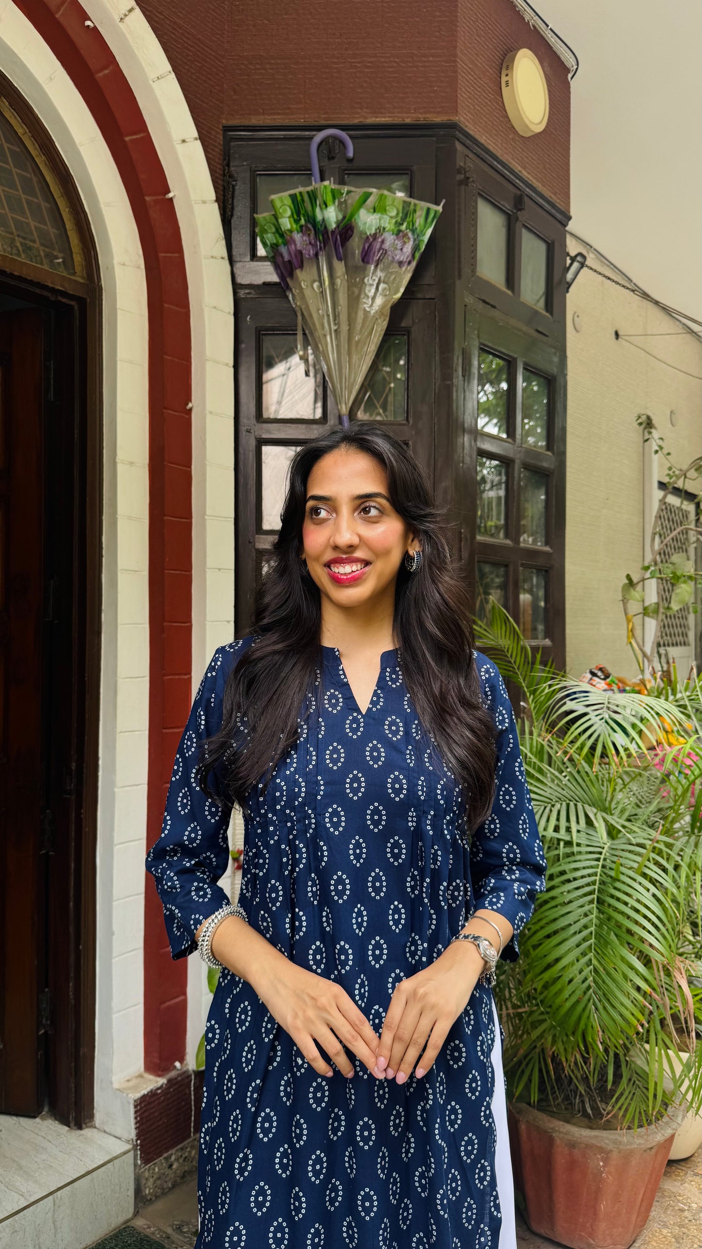 Gulnaar Panelled Cotton Kurta - Blue (Premium Collection)