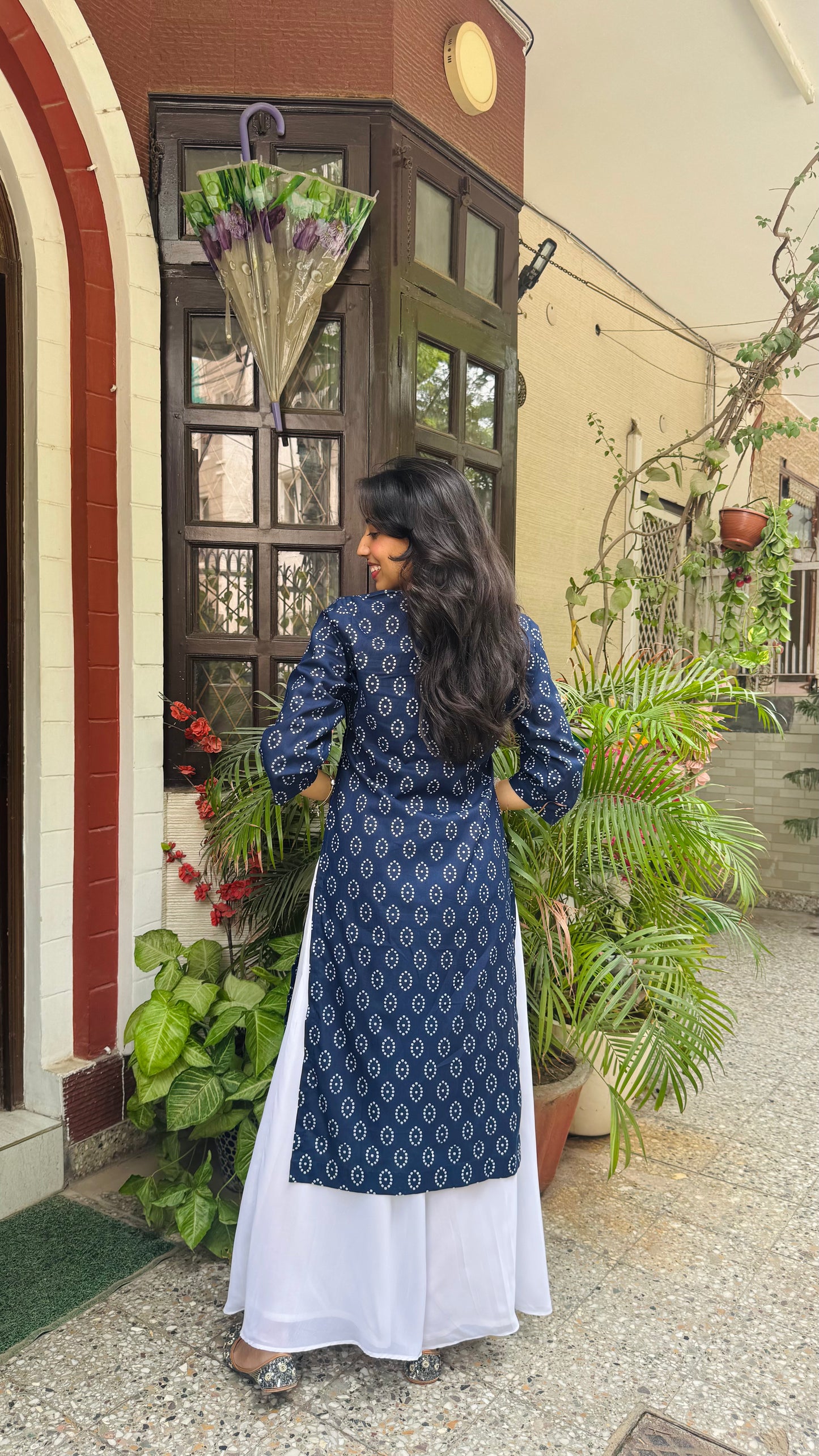 Gulnaar Panelled Cotton Kurta - Blue (Premium Collection)
