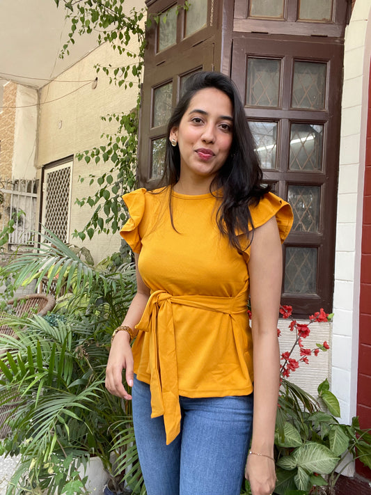 Mustard Tie Up Top