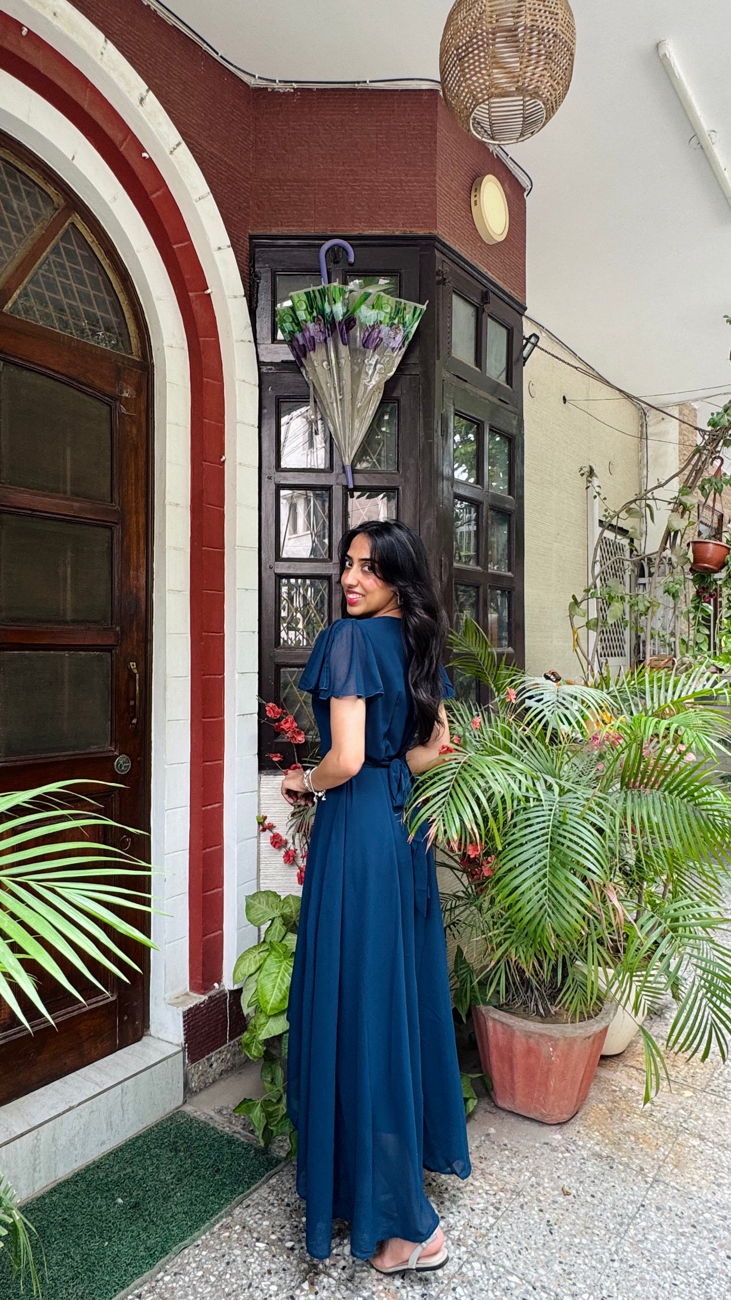Soft Orchid Asymmetrical Dress - Navy