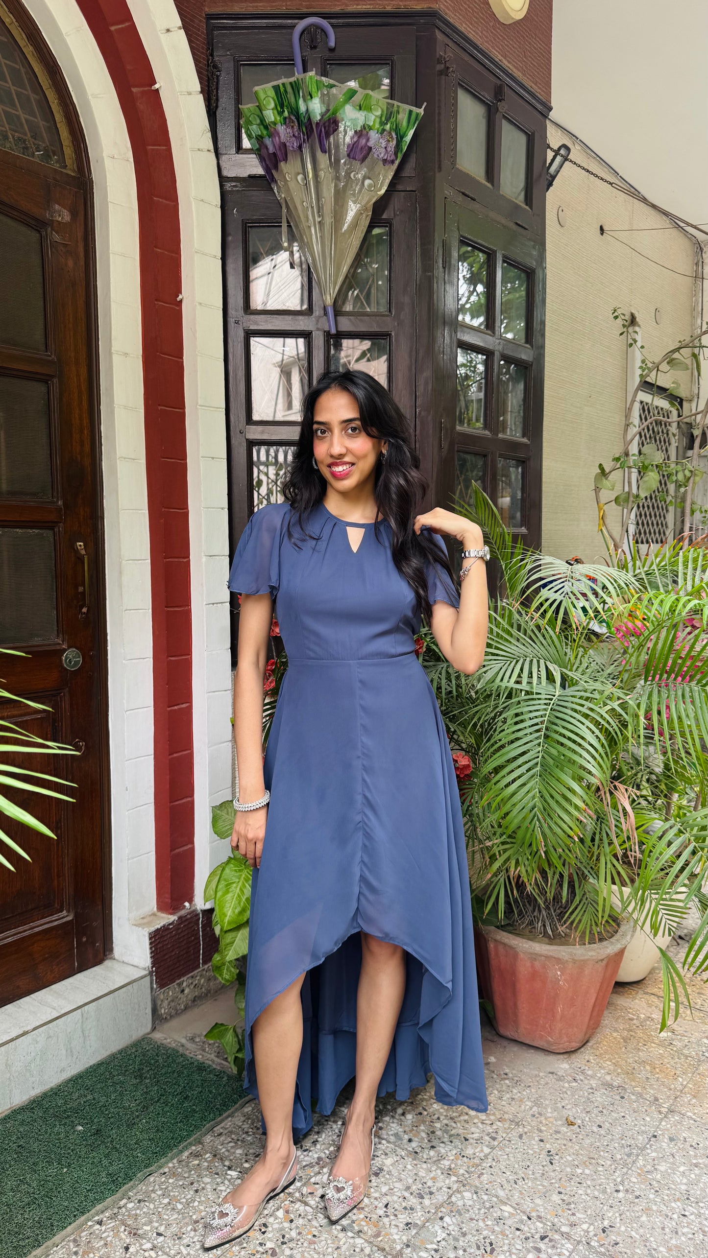 Soft Orchid Asymmetrical Dress - Blueish Grey