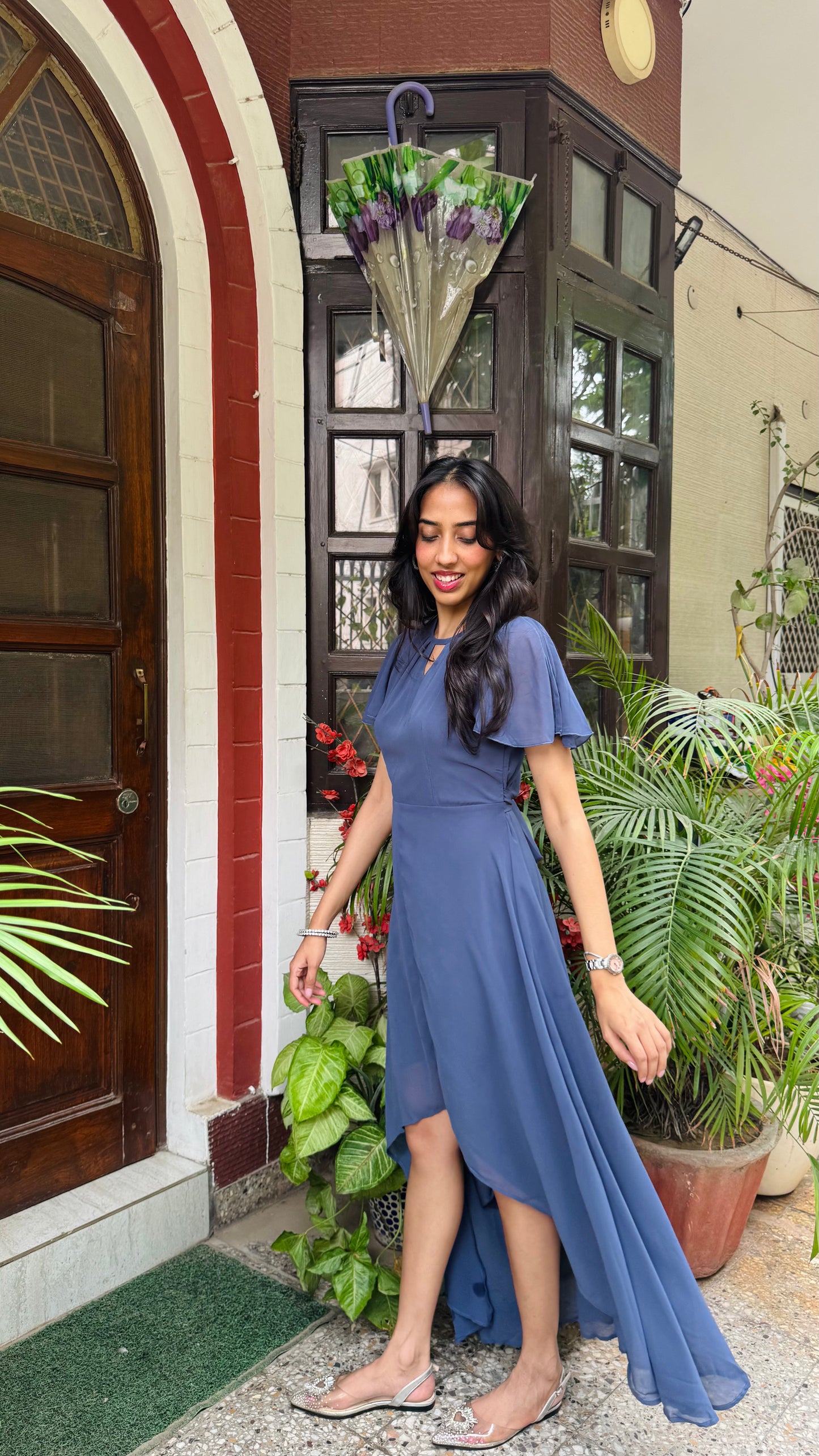 Soft Orchid Asymmetrical Dress - Blueish Grey