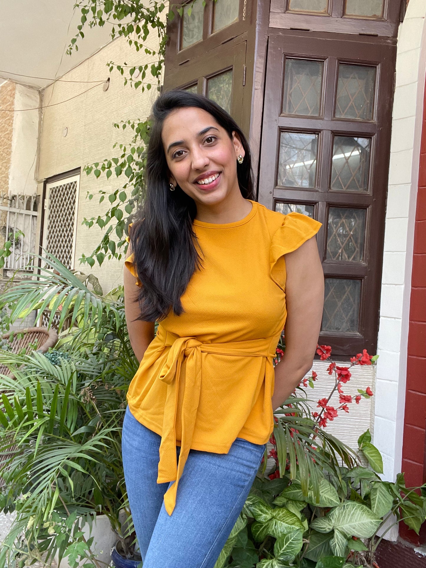 Mustard Tie Up Top