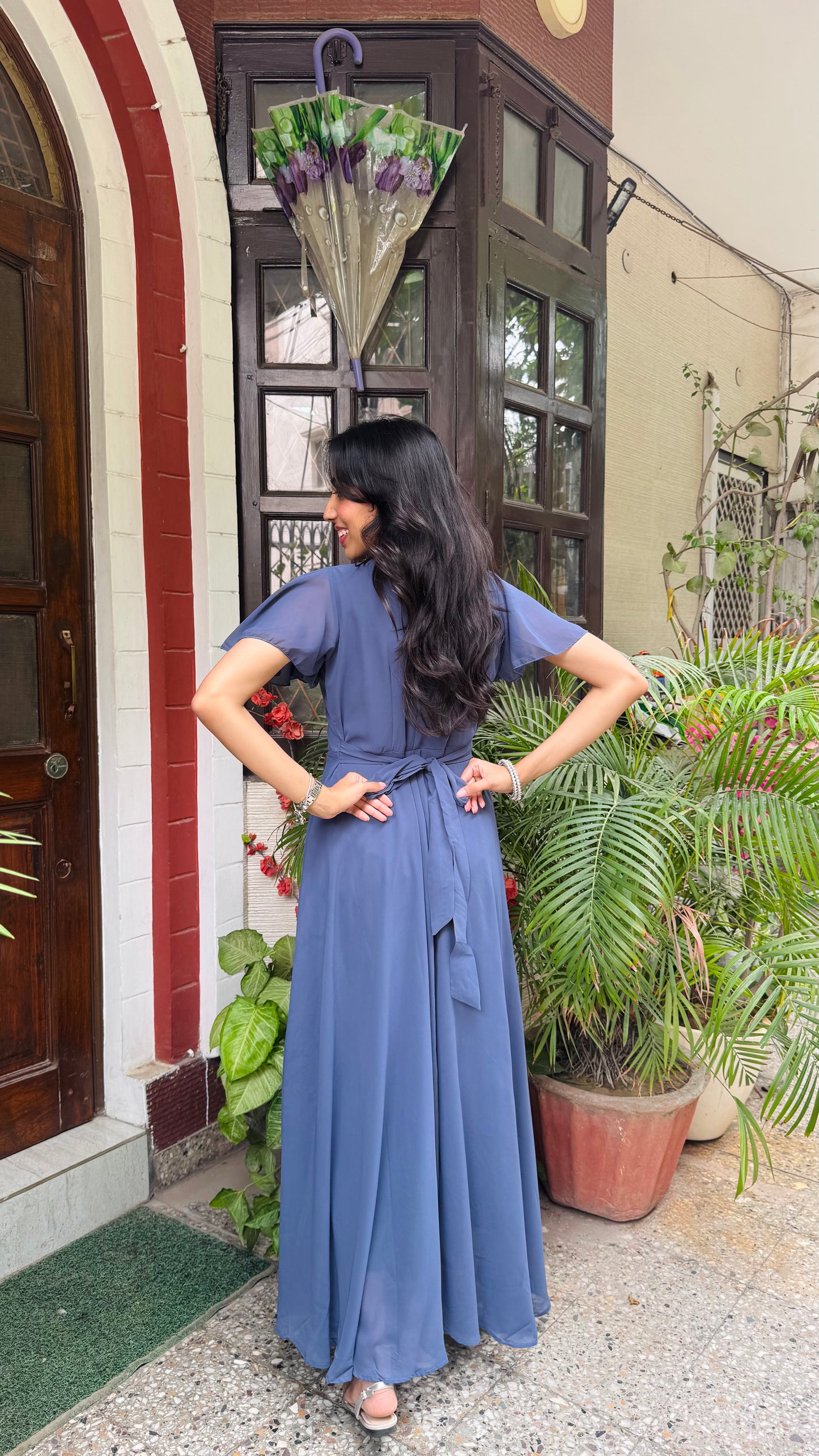 Soft Orchid Asymmetrical Dress - Blueish Grey