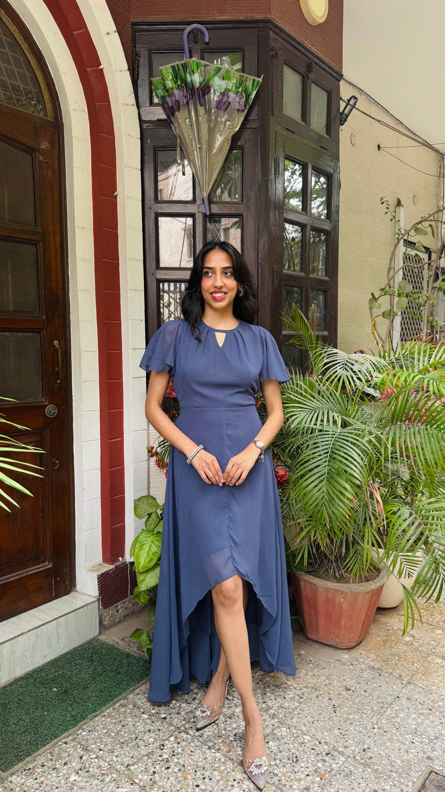 Soft Orchid Asymmetrical Dress - Blueish Grey