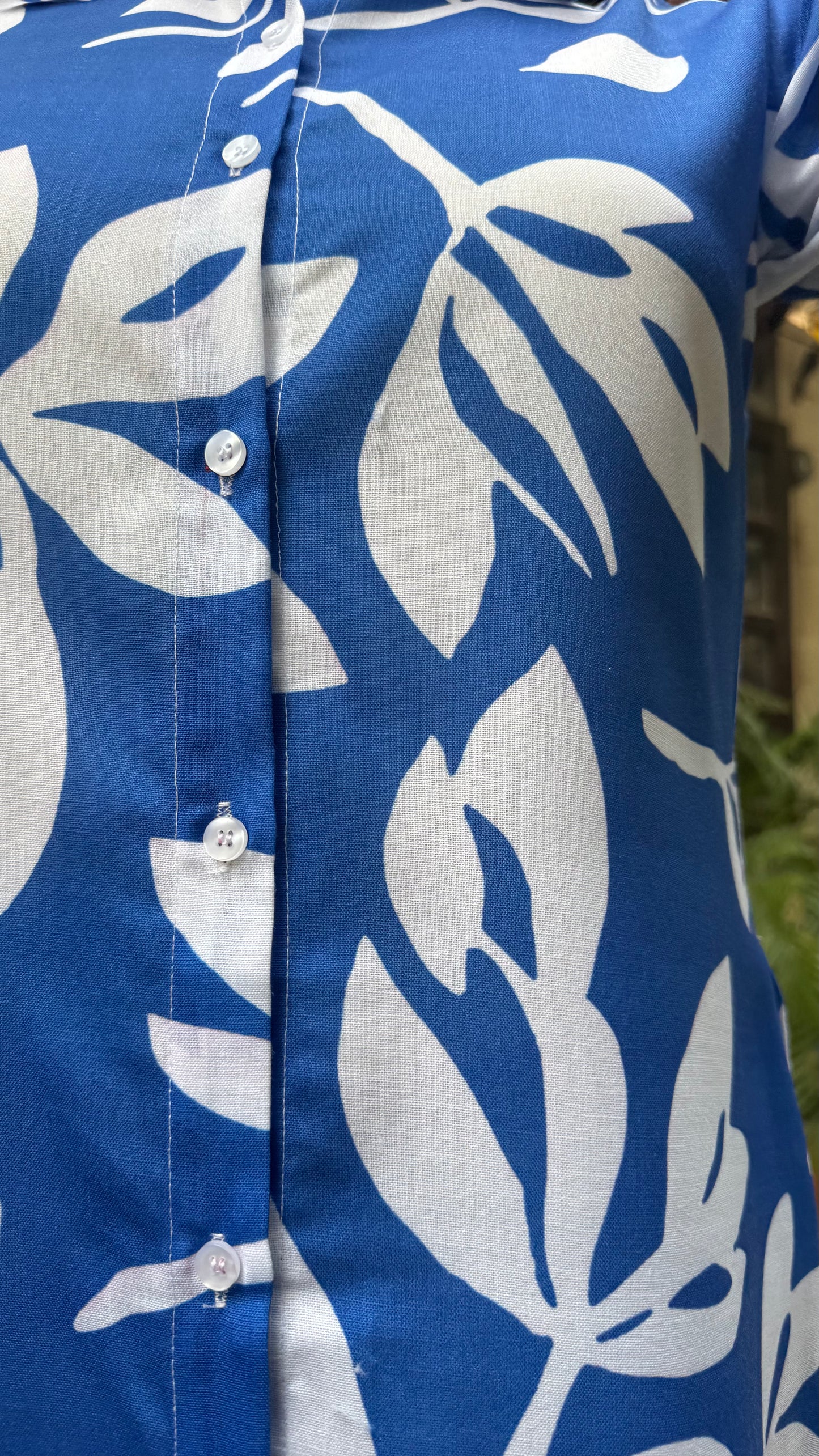 Midi Island Floral Cotton Dress – Blue