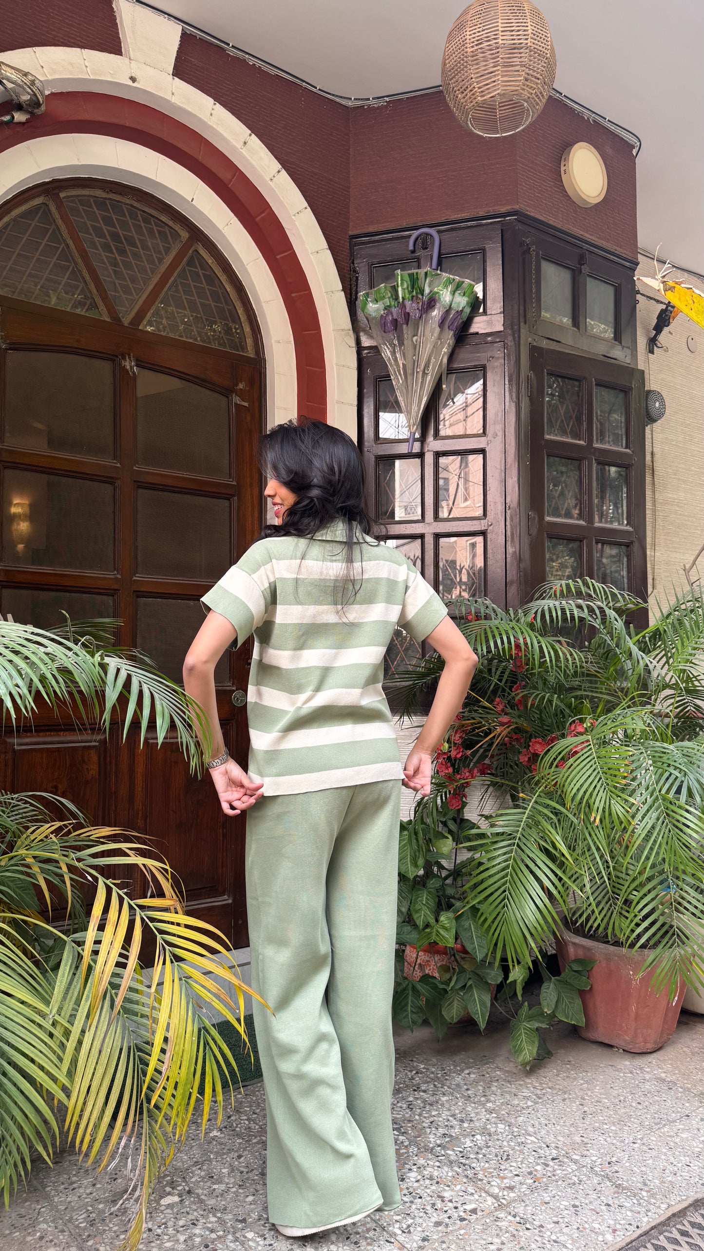 Super Striped Airport Set - Green (Free Size) - Premium Collection