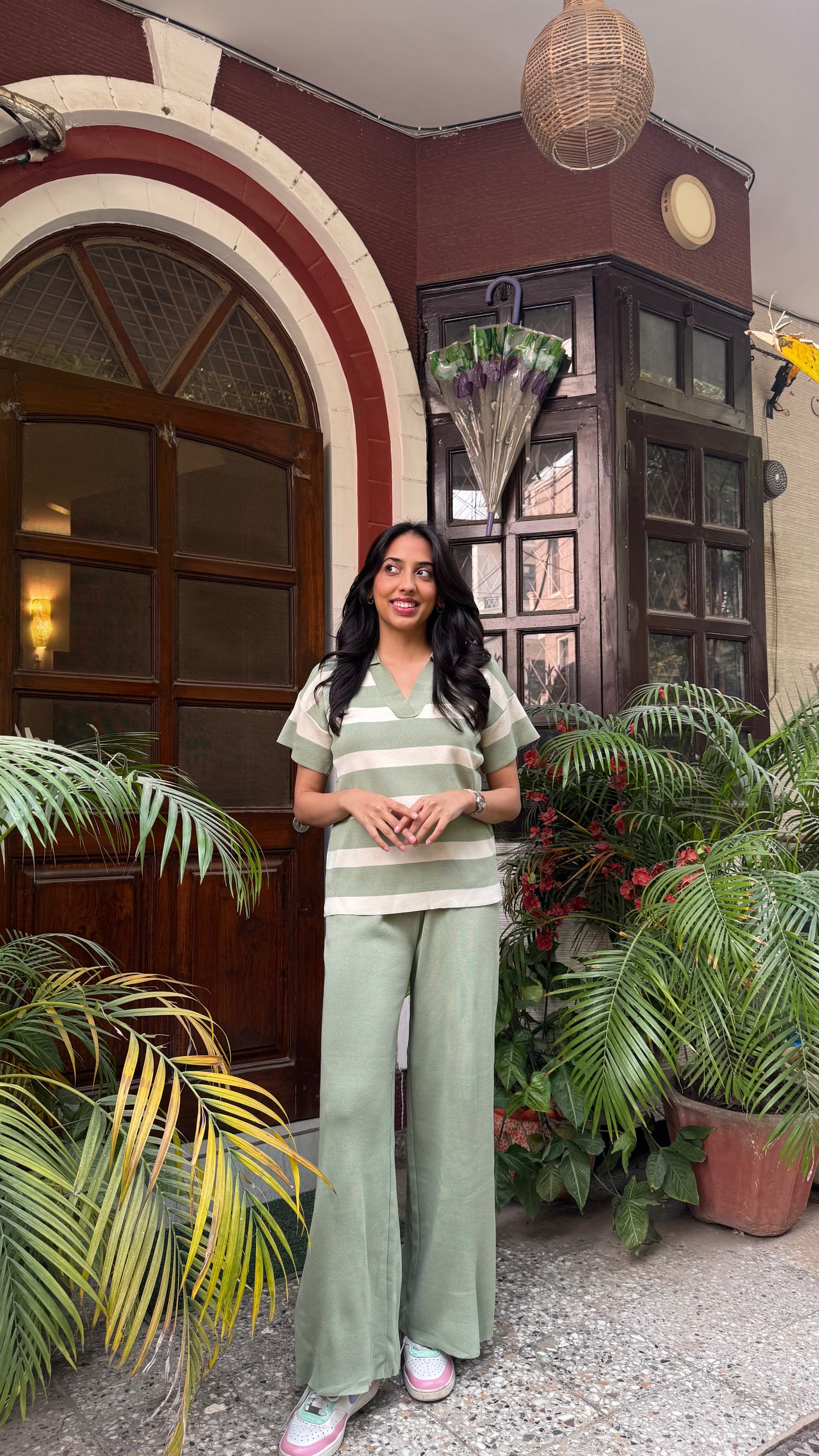 Super Striped Airport Set - Green (Free Size) - Premium Collection