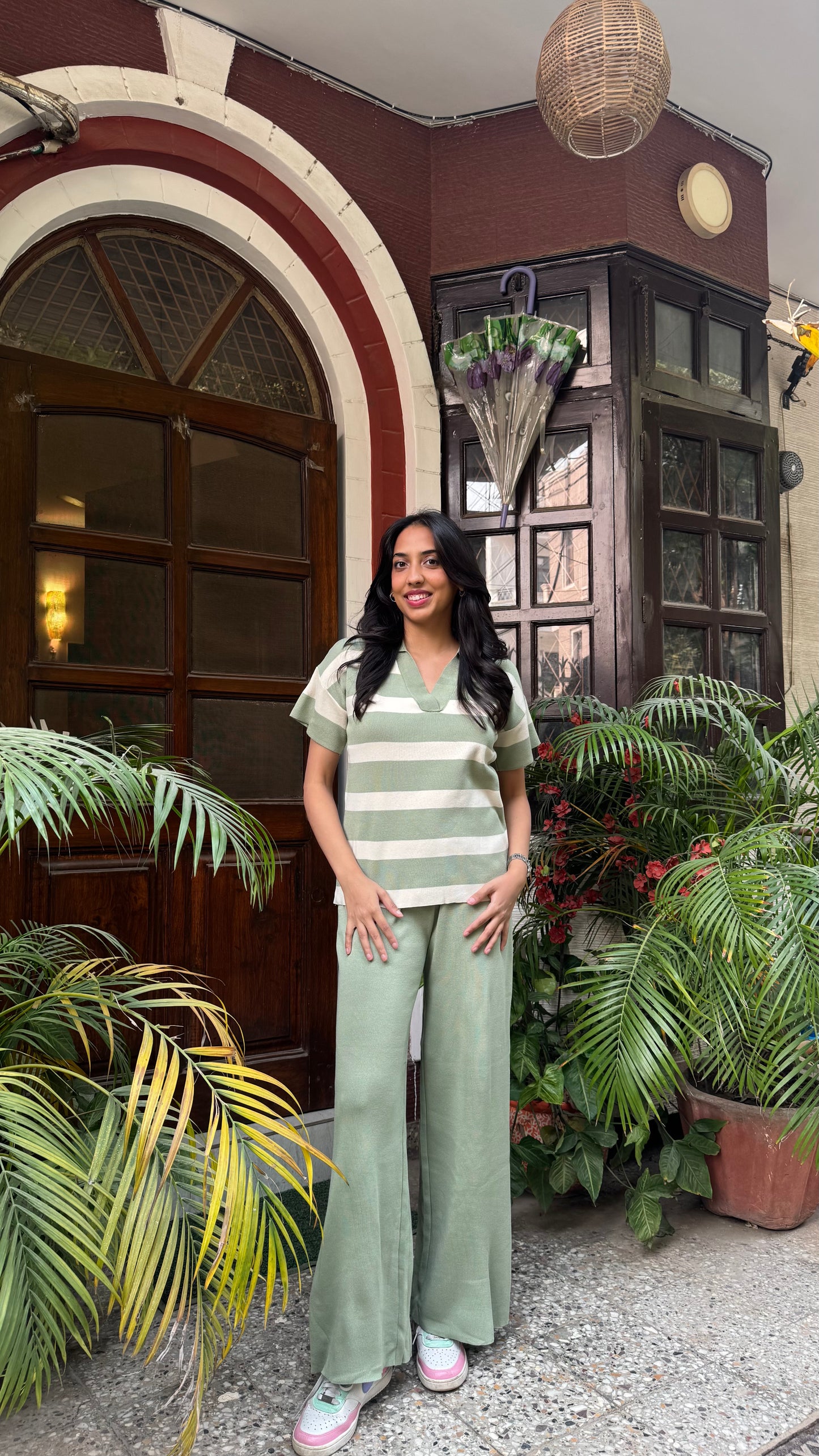 Super Striped Airport Set - Green (Free Size) - Premium Collection