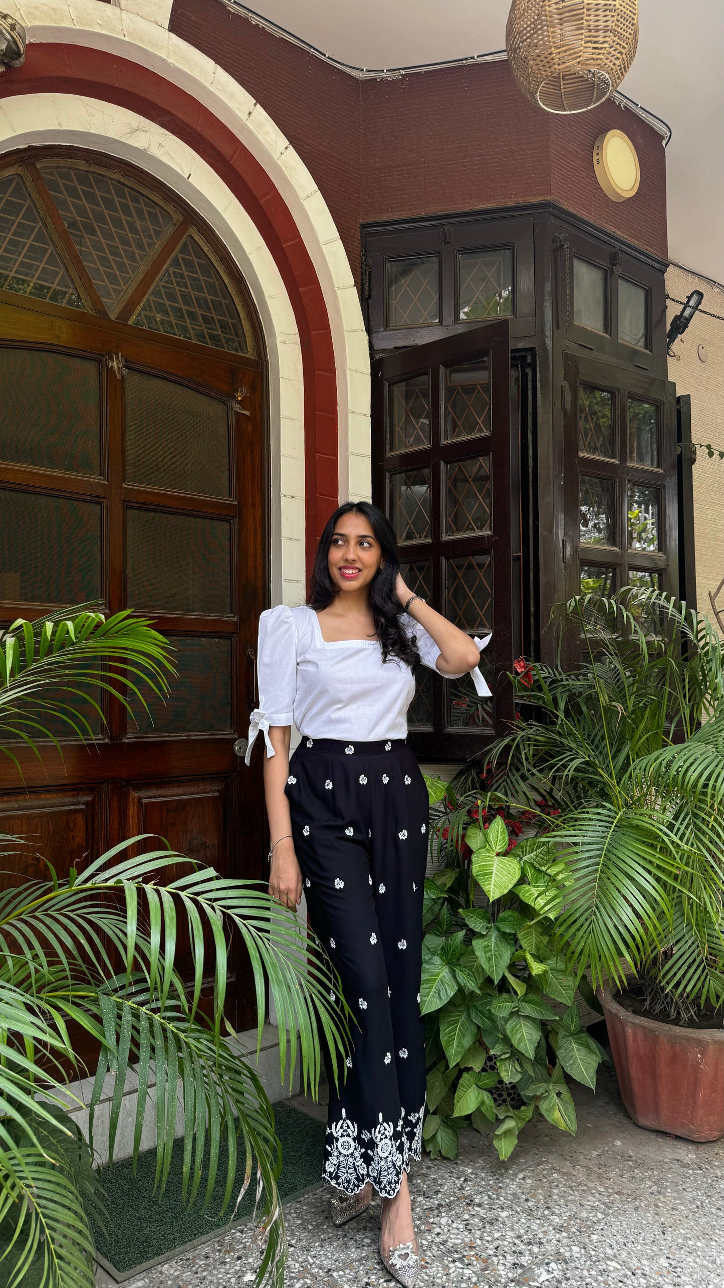 Straight Embroidered Trousers - Black (Premium Fabric)