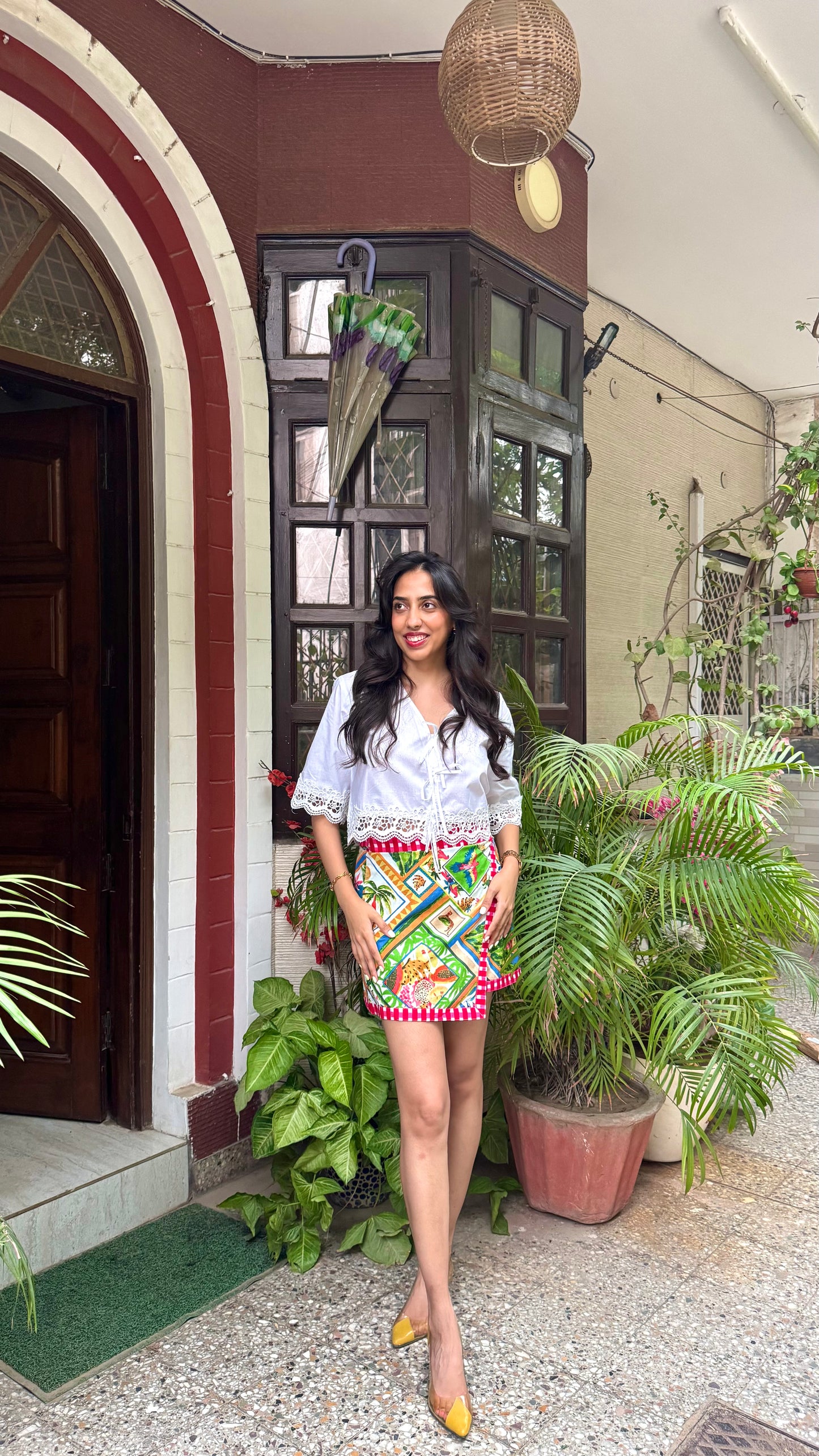 Mini Jungle Safari Cotton Wrap Skirt - White (Premium Collection)