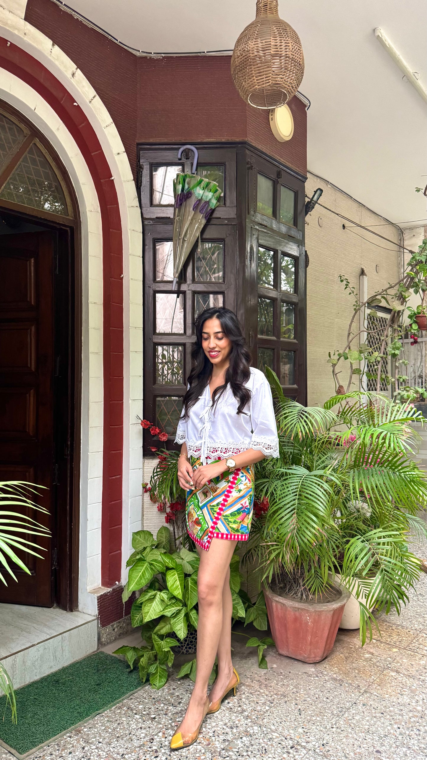 Mini Jungle Safari Cotton Wrap Skirt - White (Premium Collection)