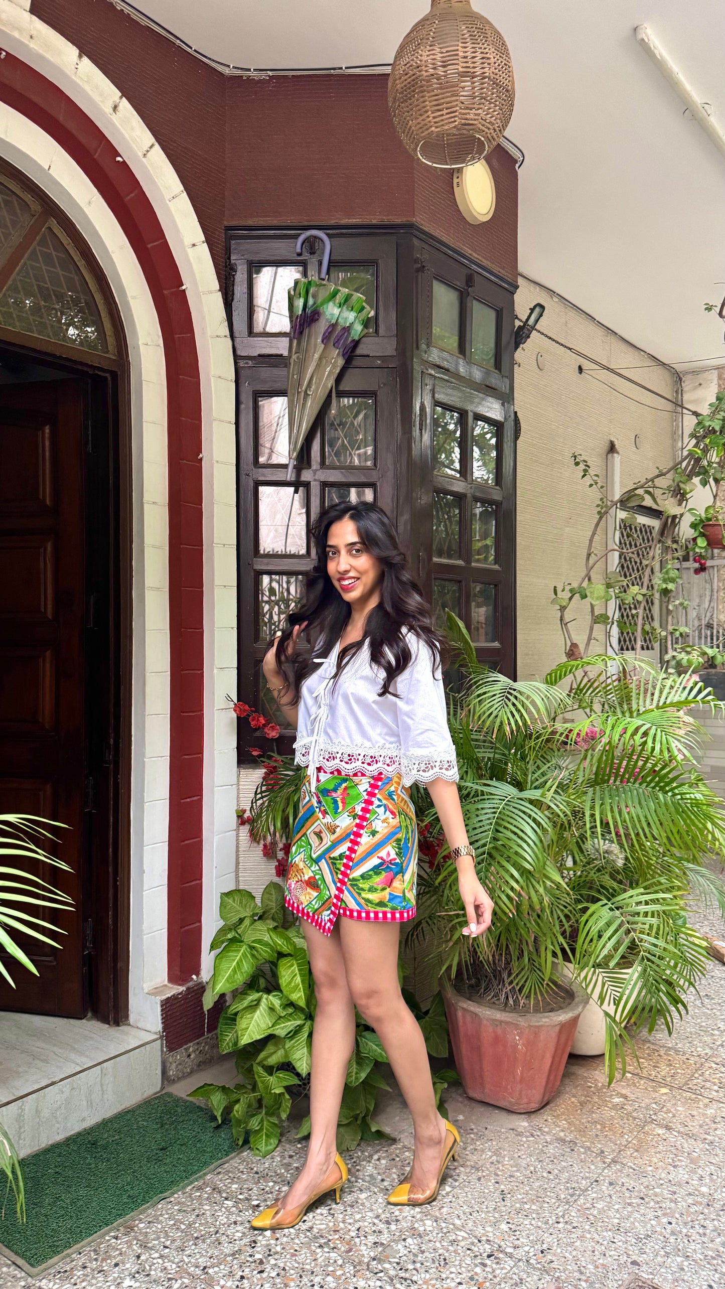 Mini Jungle Safari Cotton Wrap Skirt - White (Premium Collection)