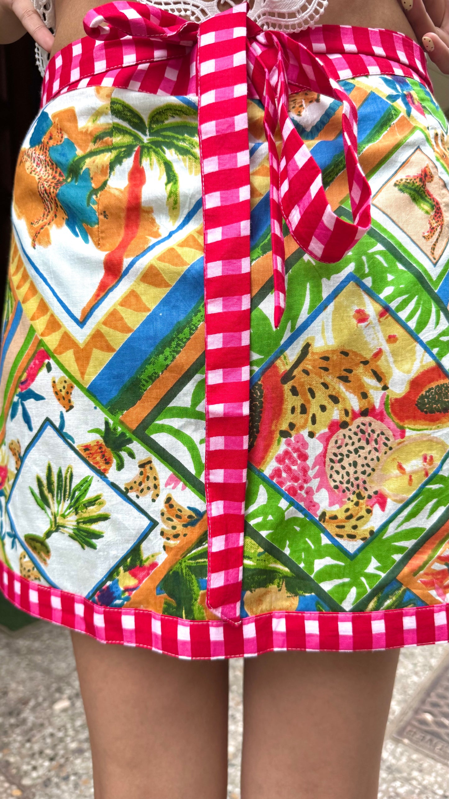 Mini Jungle Safari Cotton Wrap Skirt - White (Premium Collection)