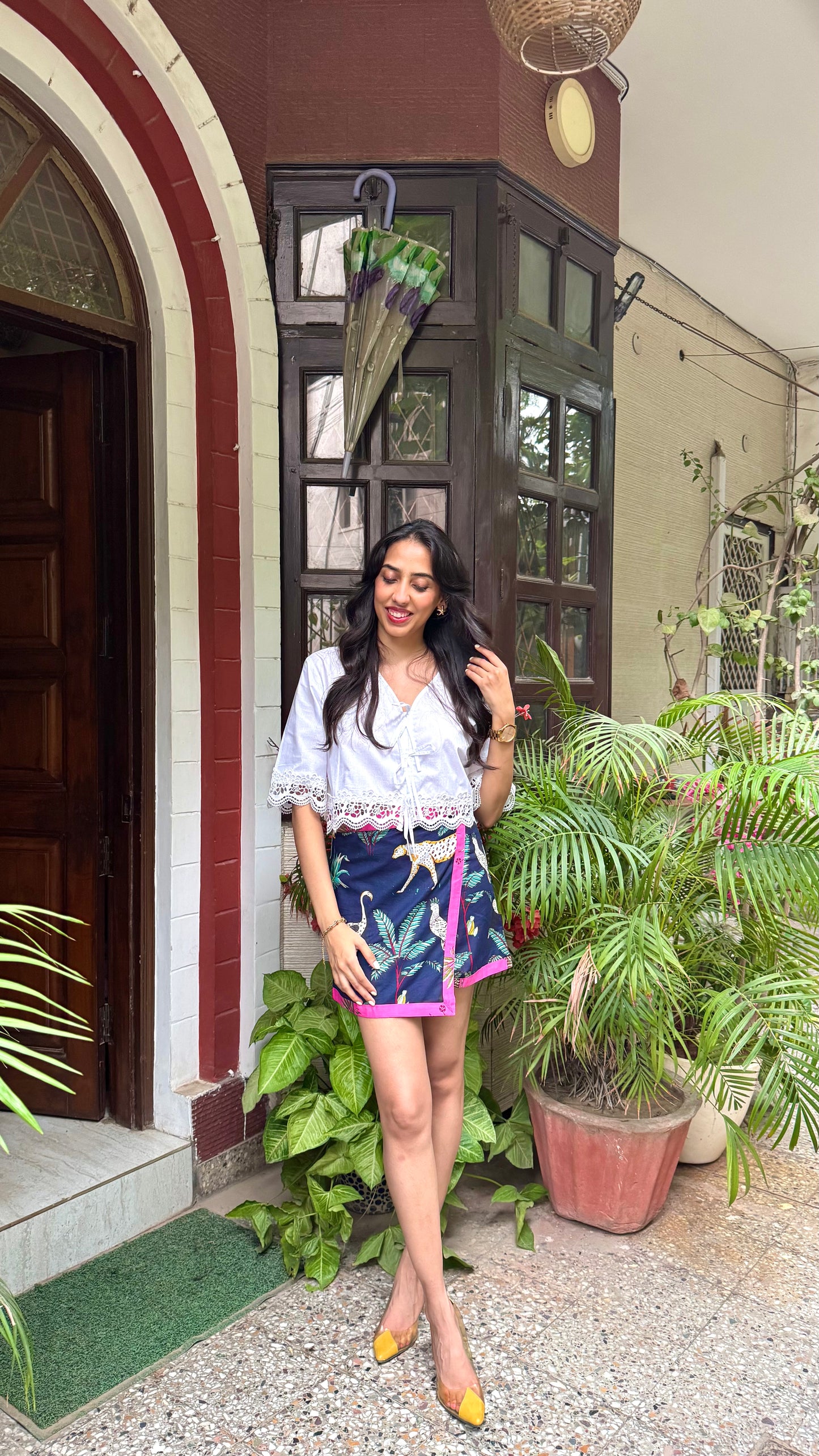 Mini Jungle Safari Cotton Wrap Skirt - Blue (Premium Collection)