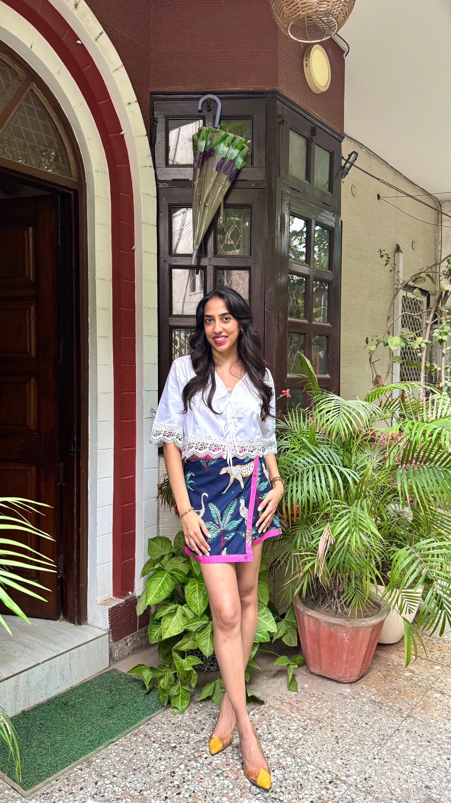 Mini Jungle Safari Cotton Wrap Skirt - Blue (Premium Collection)