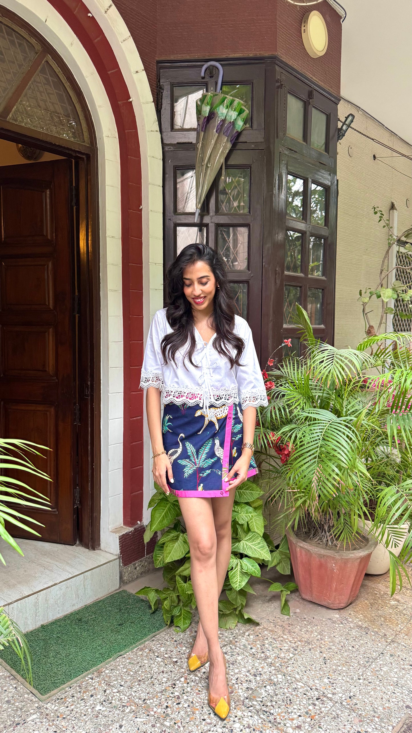 Mini Jungle Safari Cotton Wrap Skirt - Blue (Premium Collection)