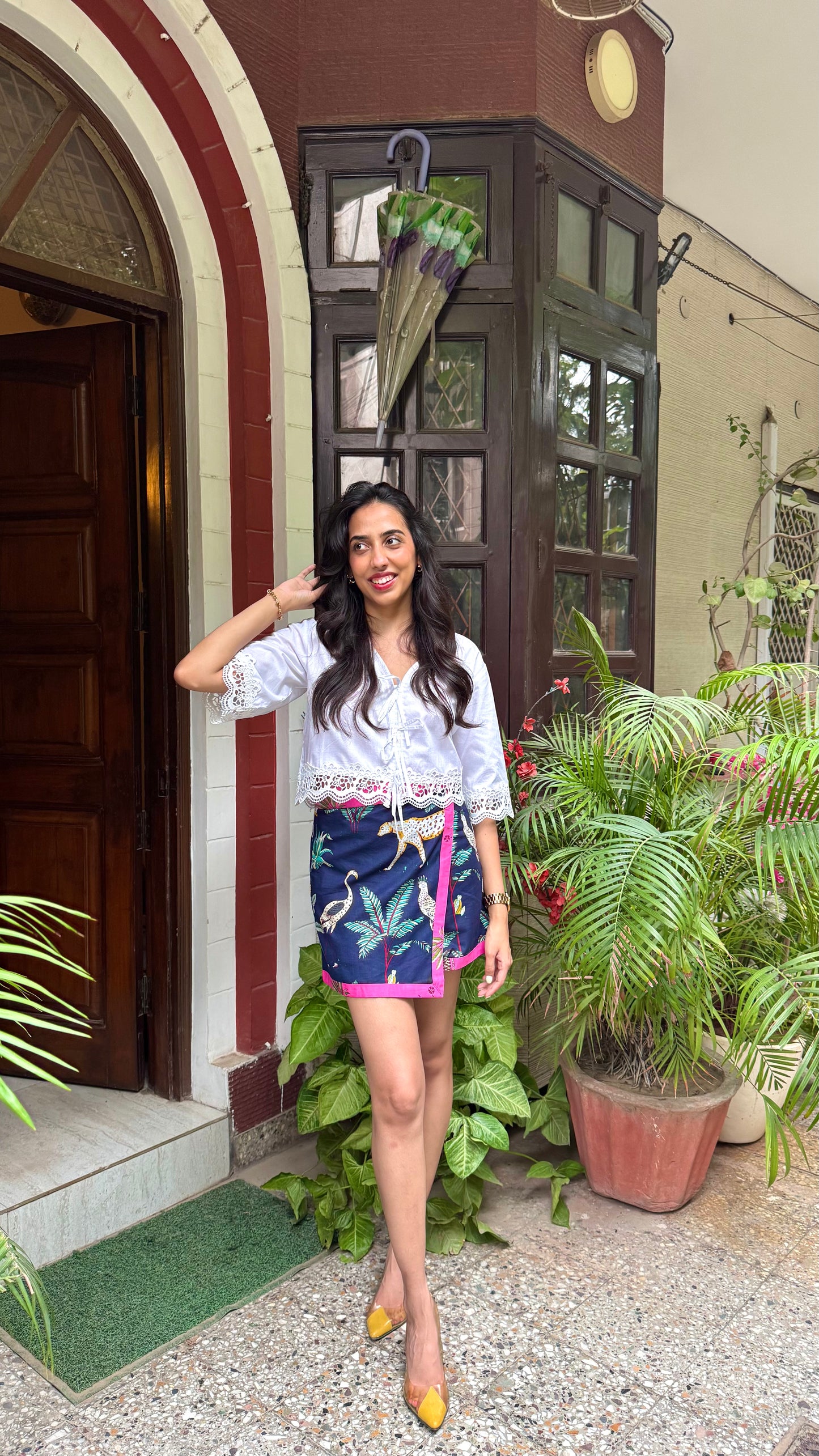 Mini Jungle Safari Cotton Wrap Skirt - Blue (Premium Collection)