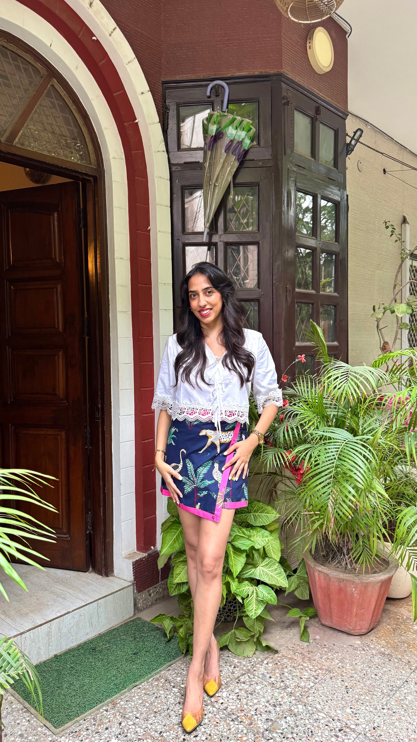 Mini Jungle Safari Cotton Wrap Skirt - Blue (Premium Collection)