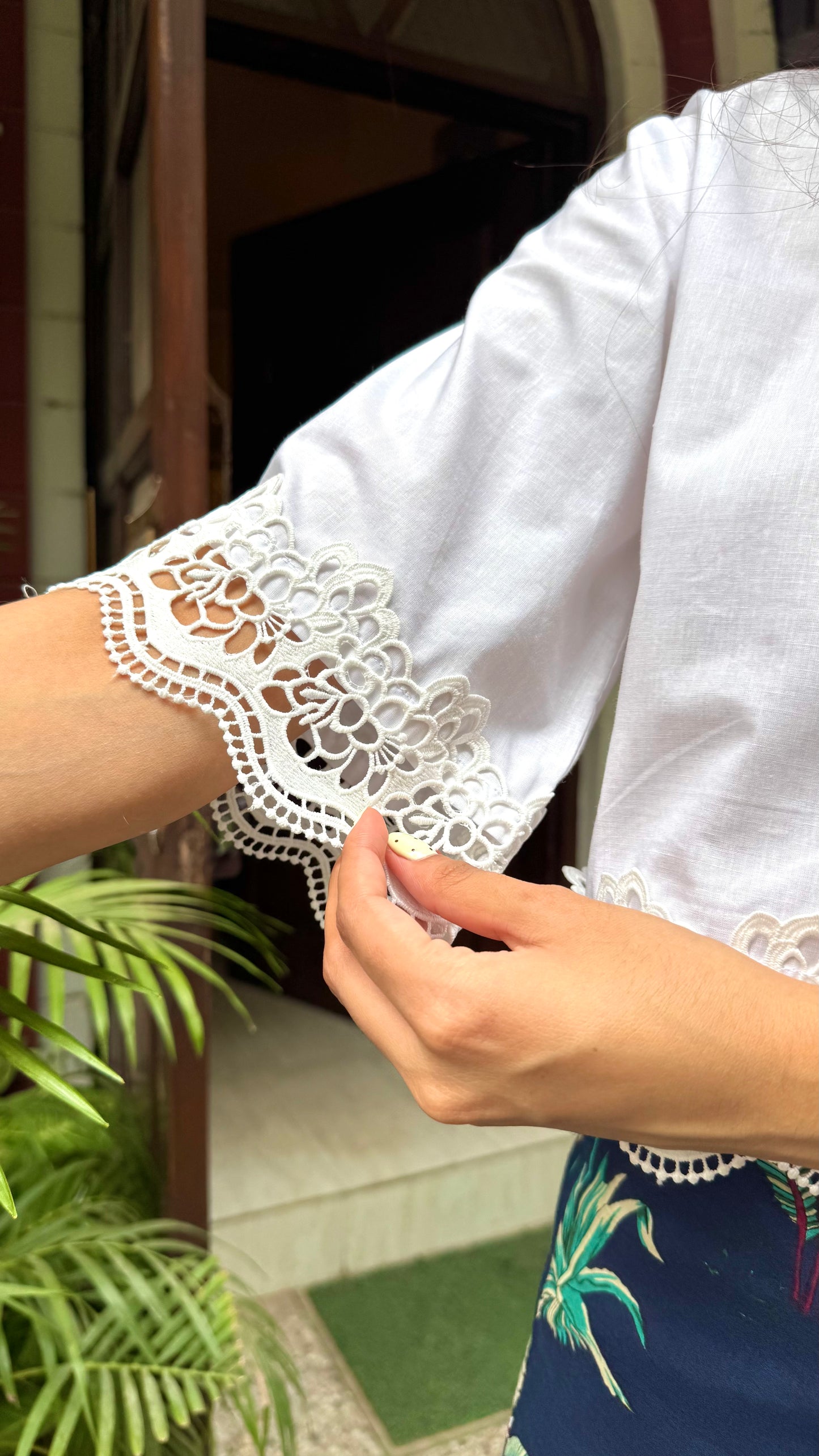 Juliette Lace Cotton Top - White  (Premium Collection)