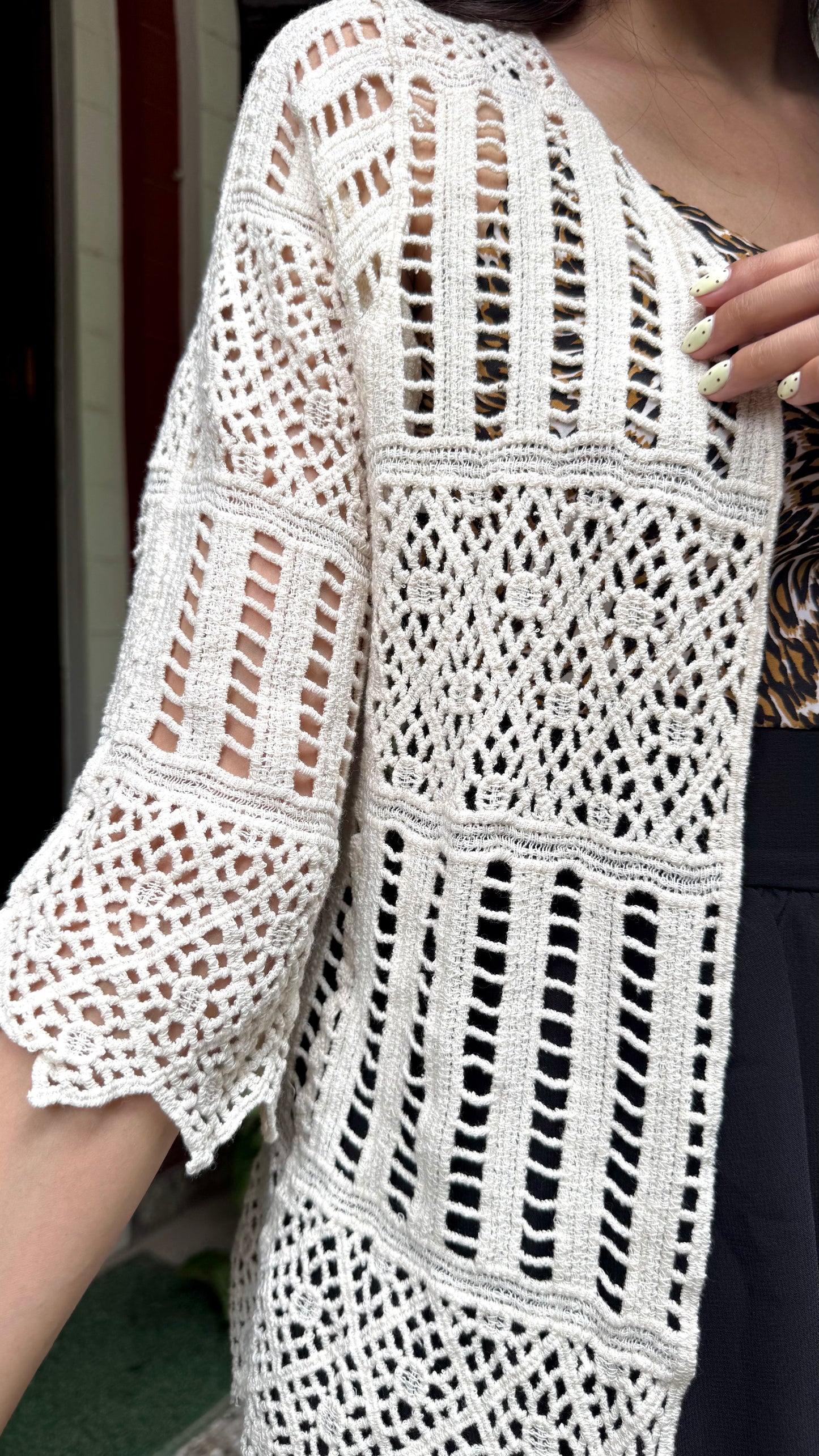 Dream Crochet Cotton Lace Shrug - Cream (Free Size)