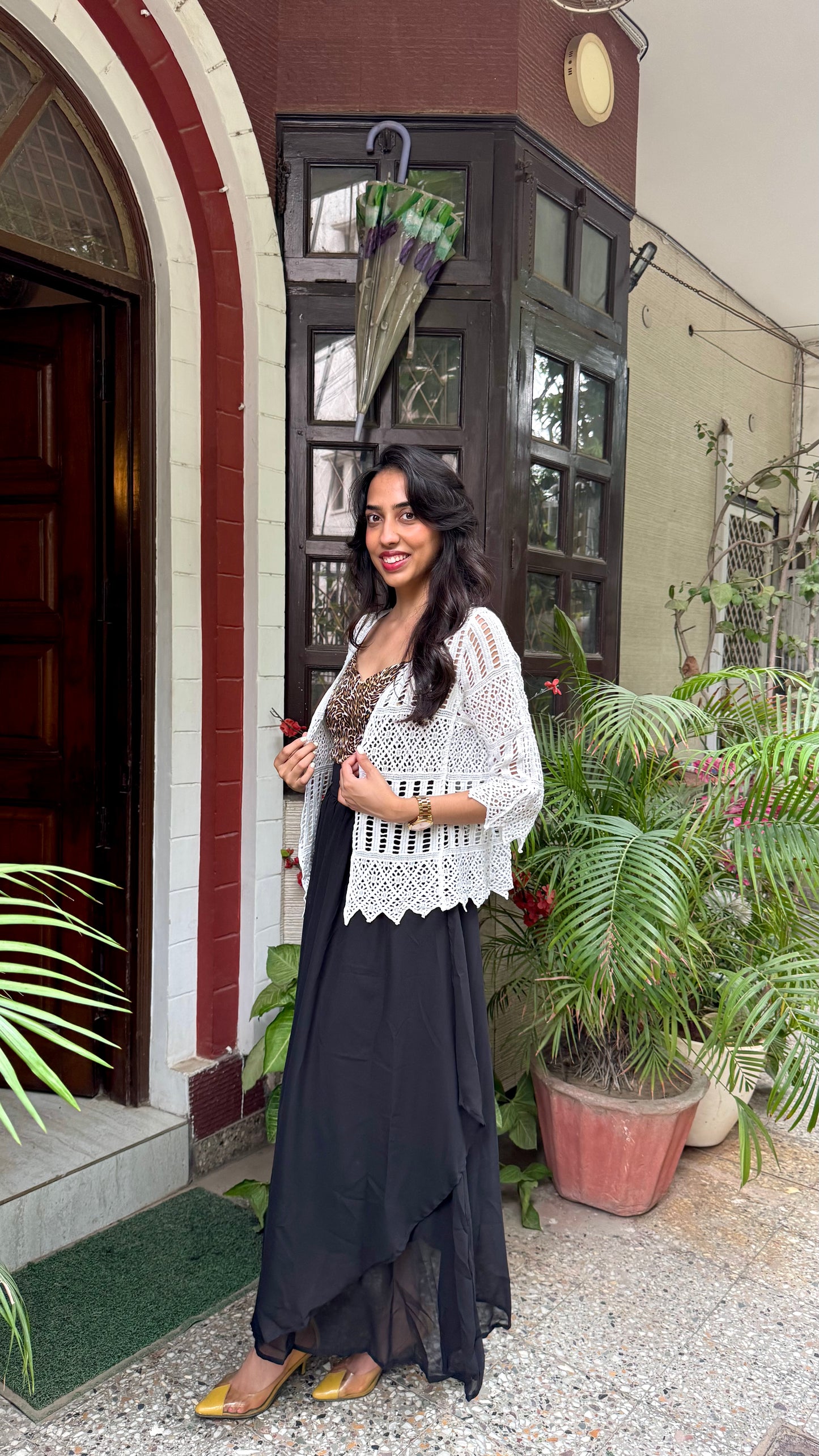 Dream Crochet Cotton Lace Shrug - White (Free Size)