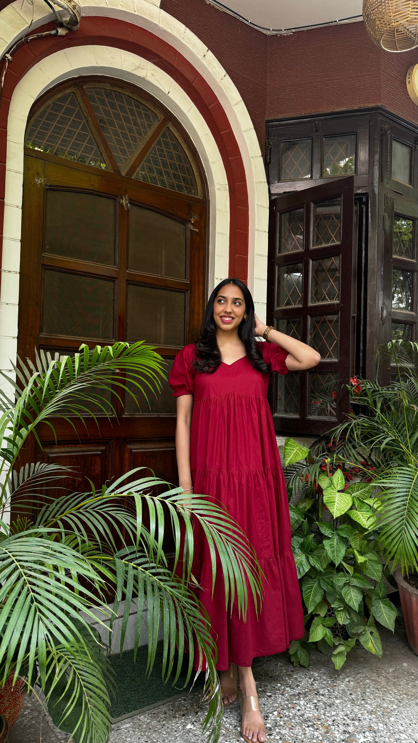 Maternity Splash of Color Cotton Maxi - Maroon
